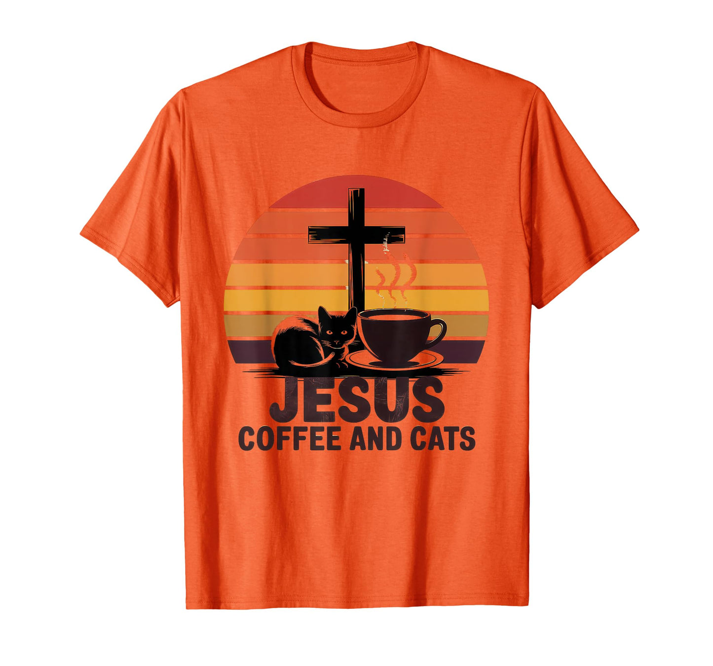 Jesus Coffee Cats Funny Cute Design Jesus Lovers Christian T-Shirt