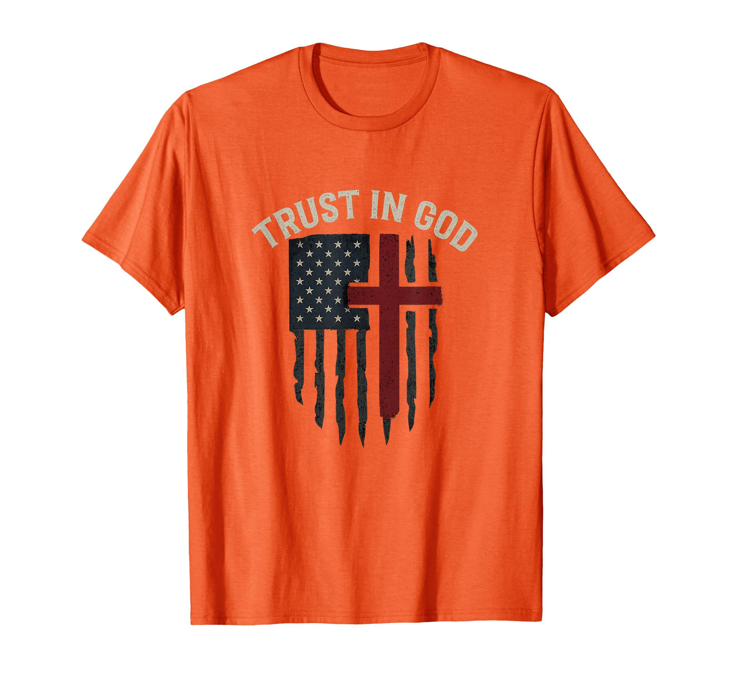 Trust in God American Flag | Cross Patriotic Christian Hip T-Shirt