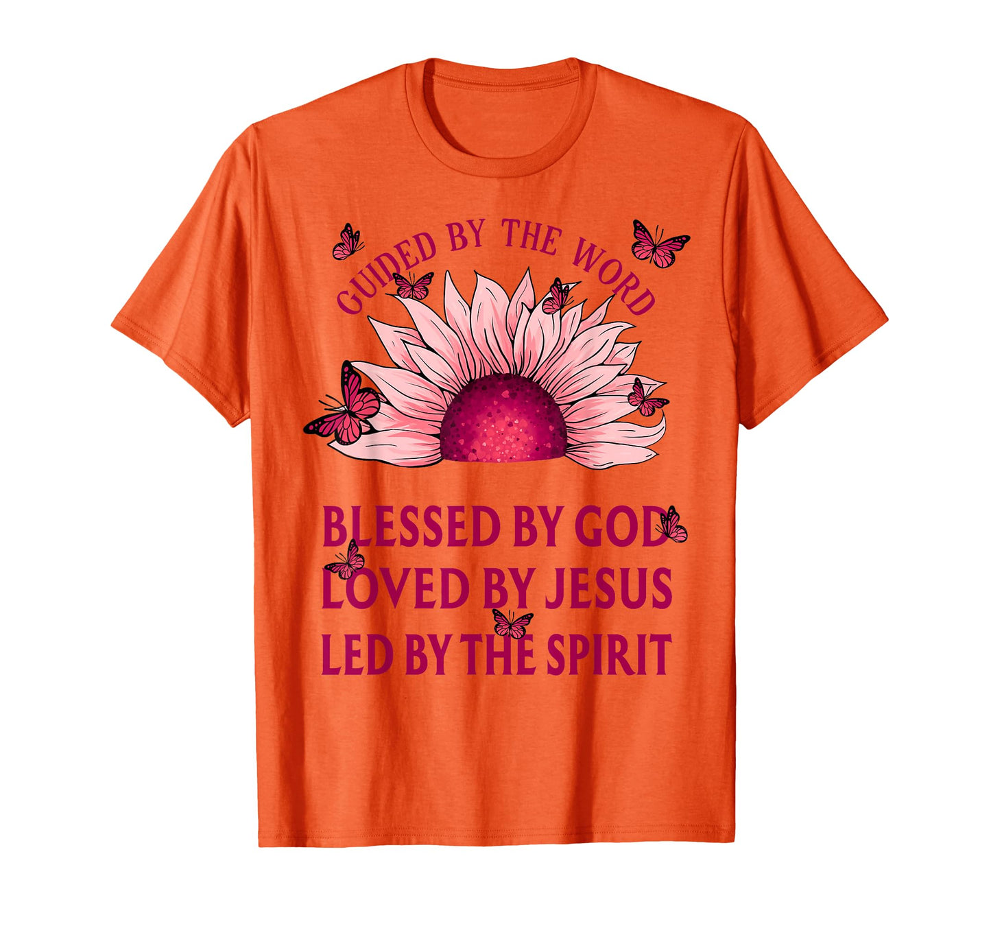 Guided By The Bible Blessed By God Pink Sunflower T-Shirt