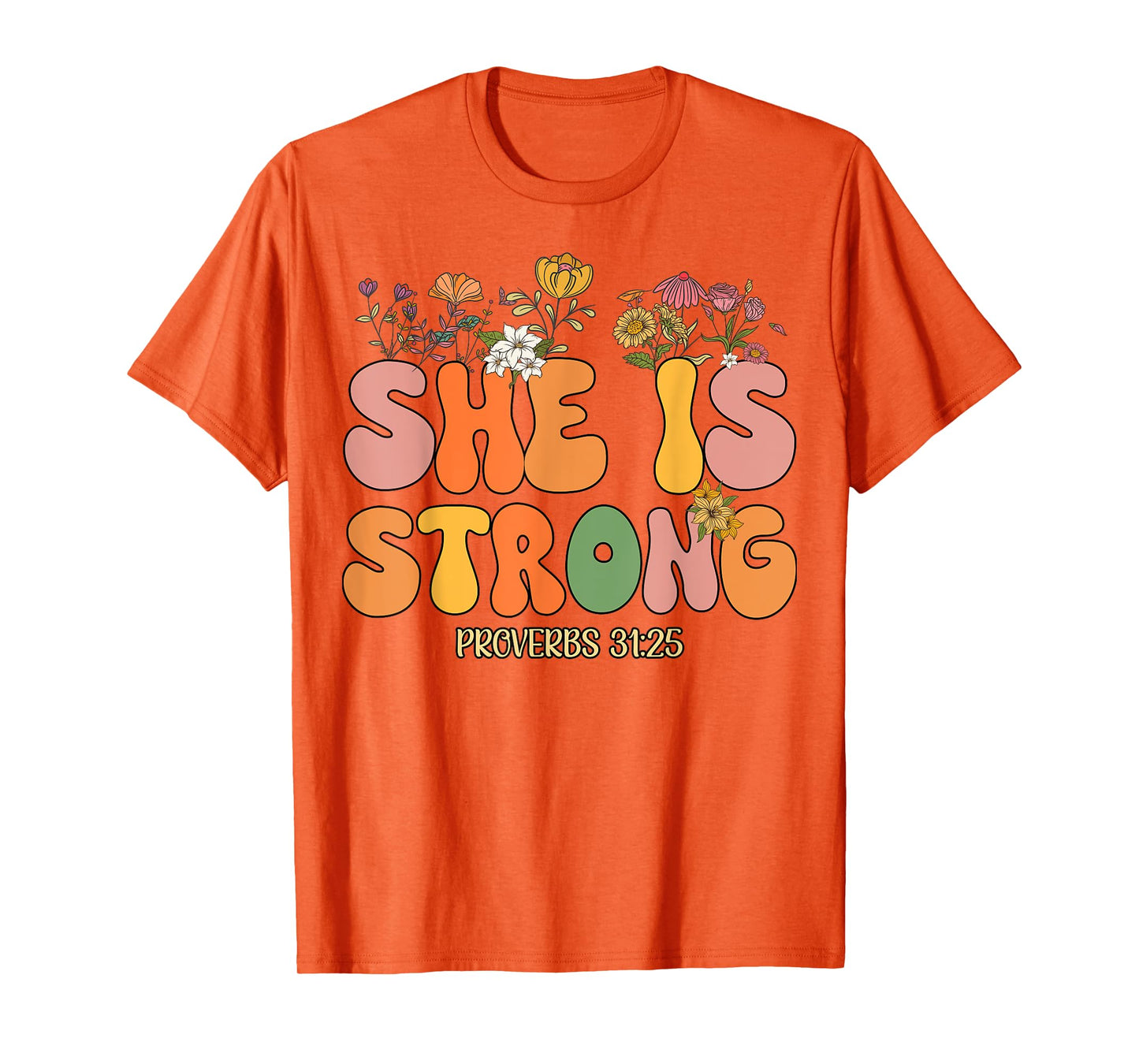 Toddler She Is Strong Proverbs 31 Kid Groovy Jesus Christian T-Shirt