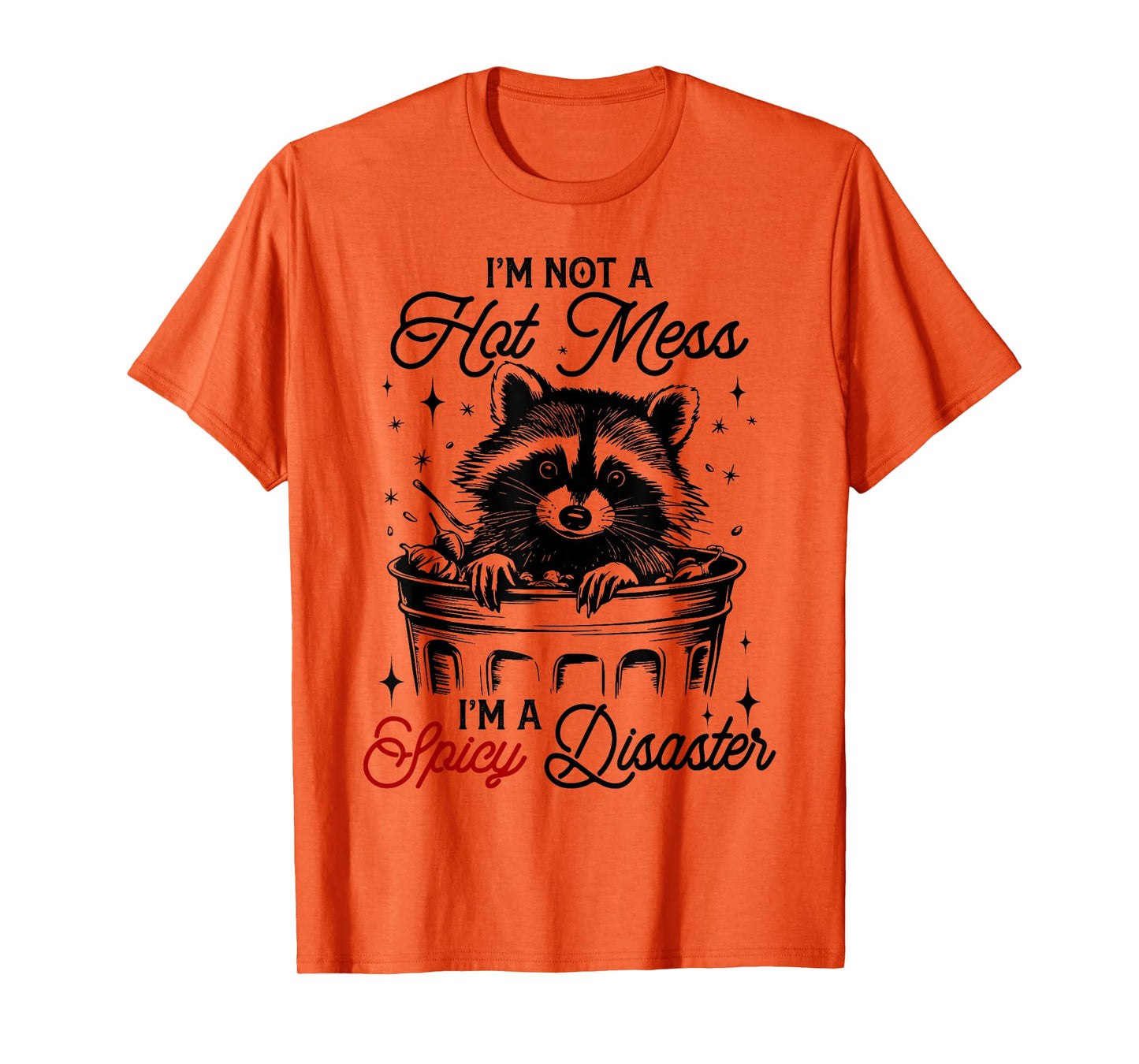 I'm Not A Hot Mess I'm A Spicy Disaster Funny Raccoon Meme T-Shirt