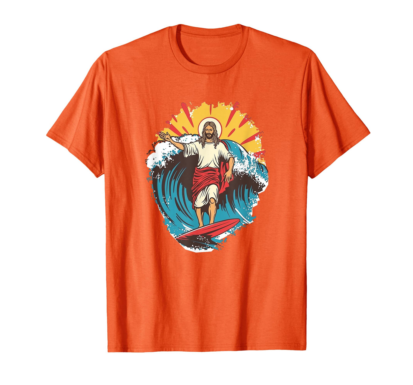 Jesus Surfing Beach Jesus Funny Christian Meme Surf Humor T-Shirt