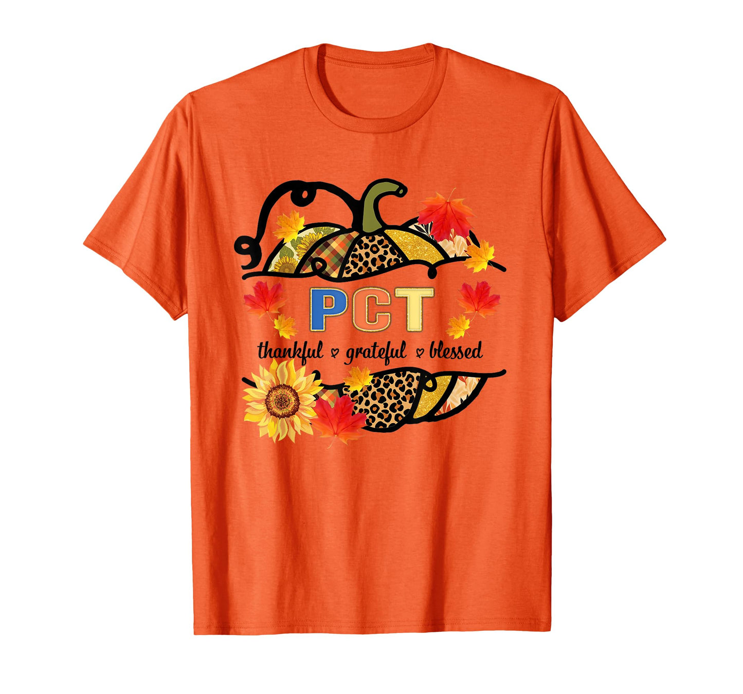 Autumn Fall Outfit PCT Thankful Grateful Blessed Pumpkin T-Shirt