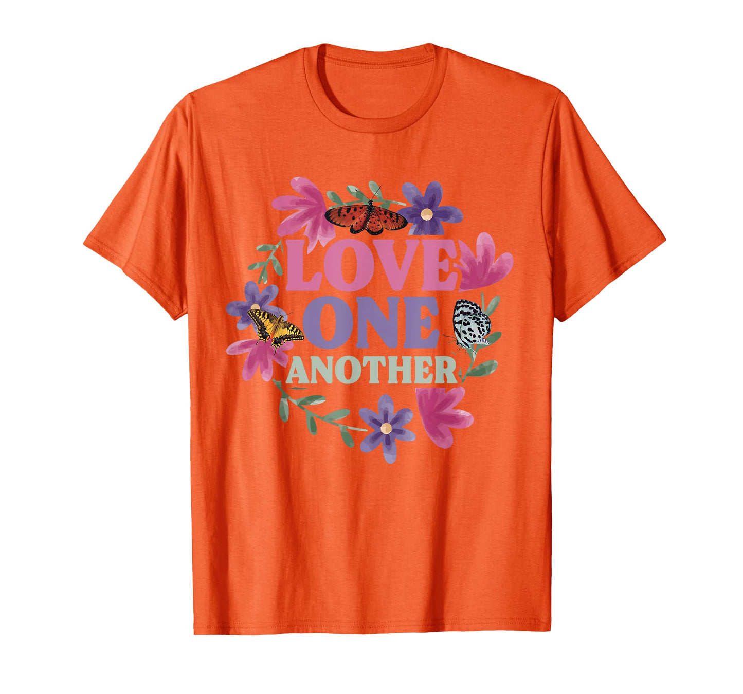 Love One Another - Butterfly Flower Religious Christian T-Shirt