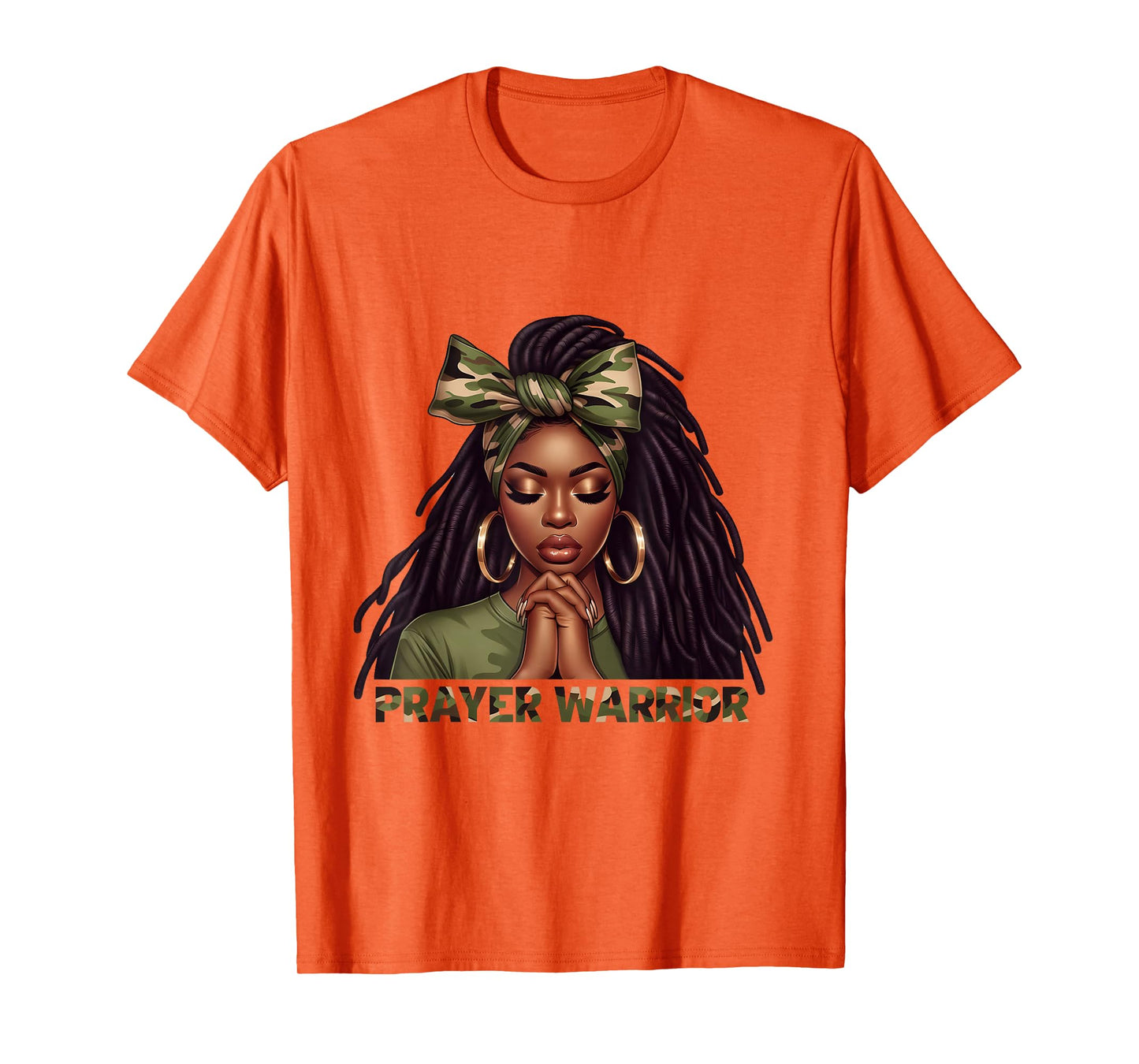 Christian Inspirational Camo Pray Faith Black Woman T-Shirt