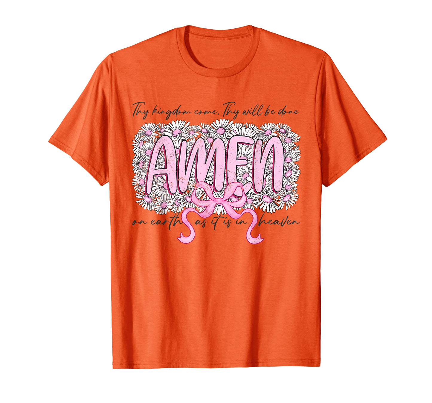 Floral AMEN Coquette Bow Bible Verse Christian Jesus Women T-Shirt