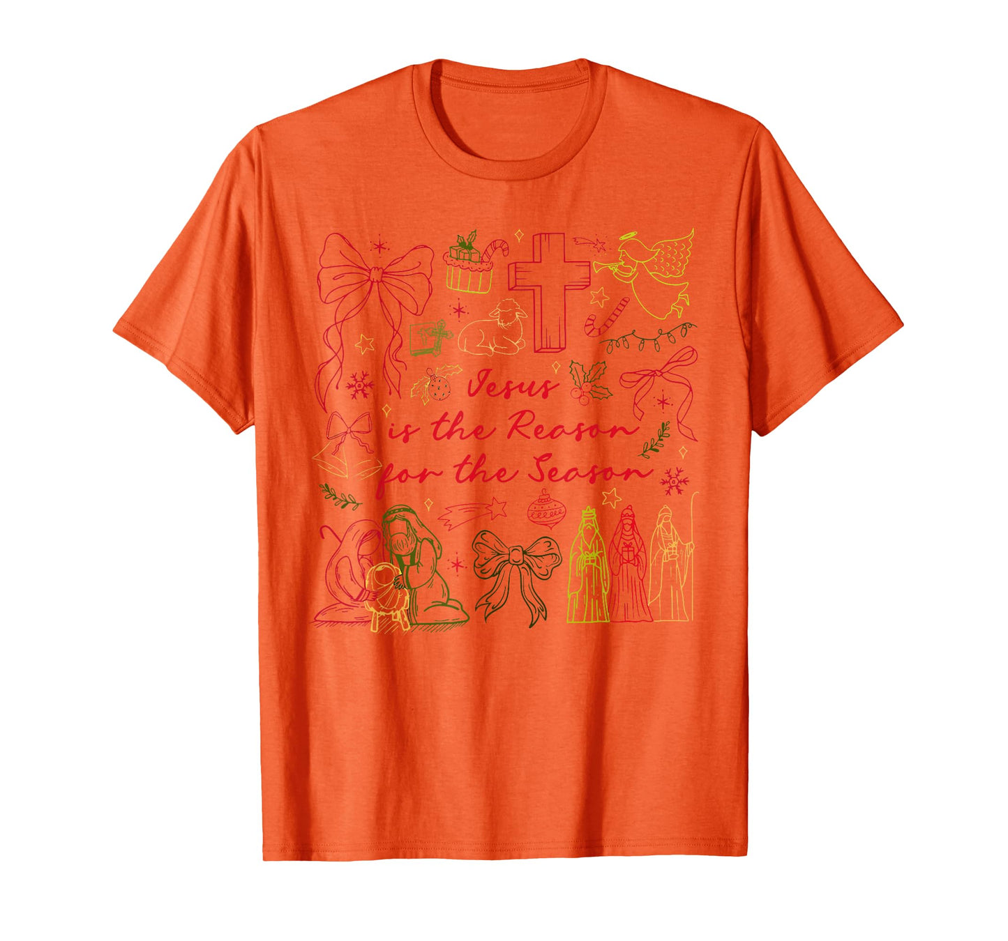 Jesus is The Reason Christian Cross Coquette Bow Christmas T-Shirt