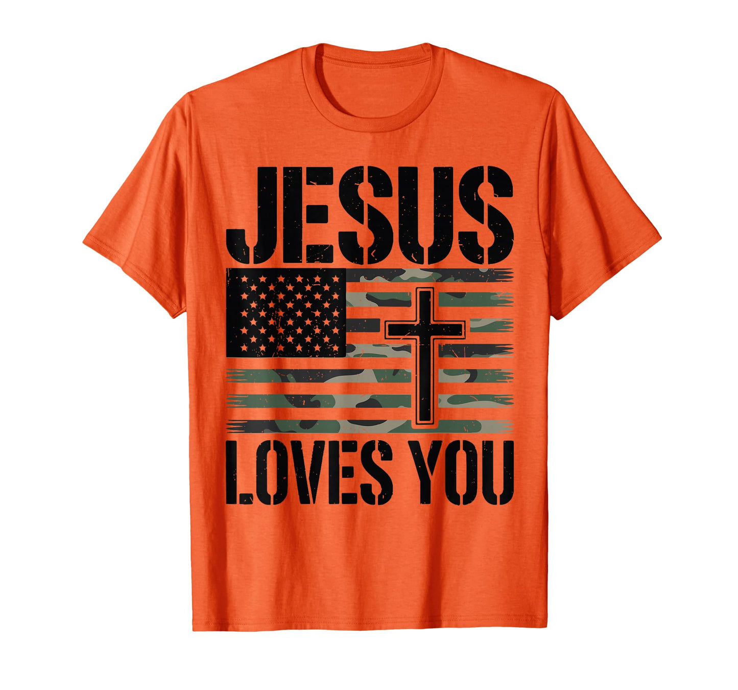 Camo Jesus Loves You Teen Girl Cute Christian Bible Verse T-Shirt
