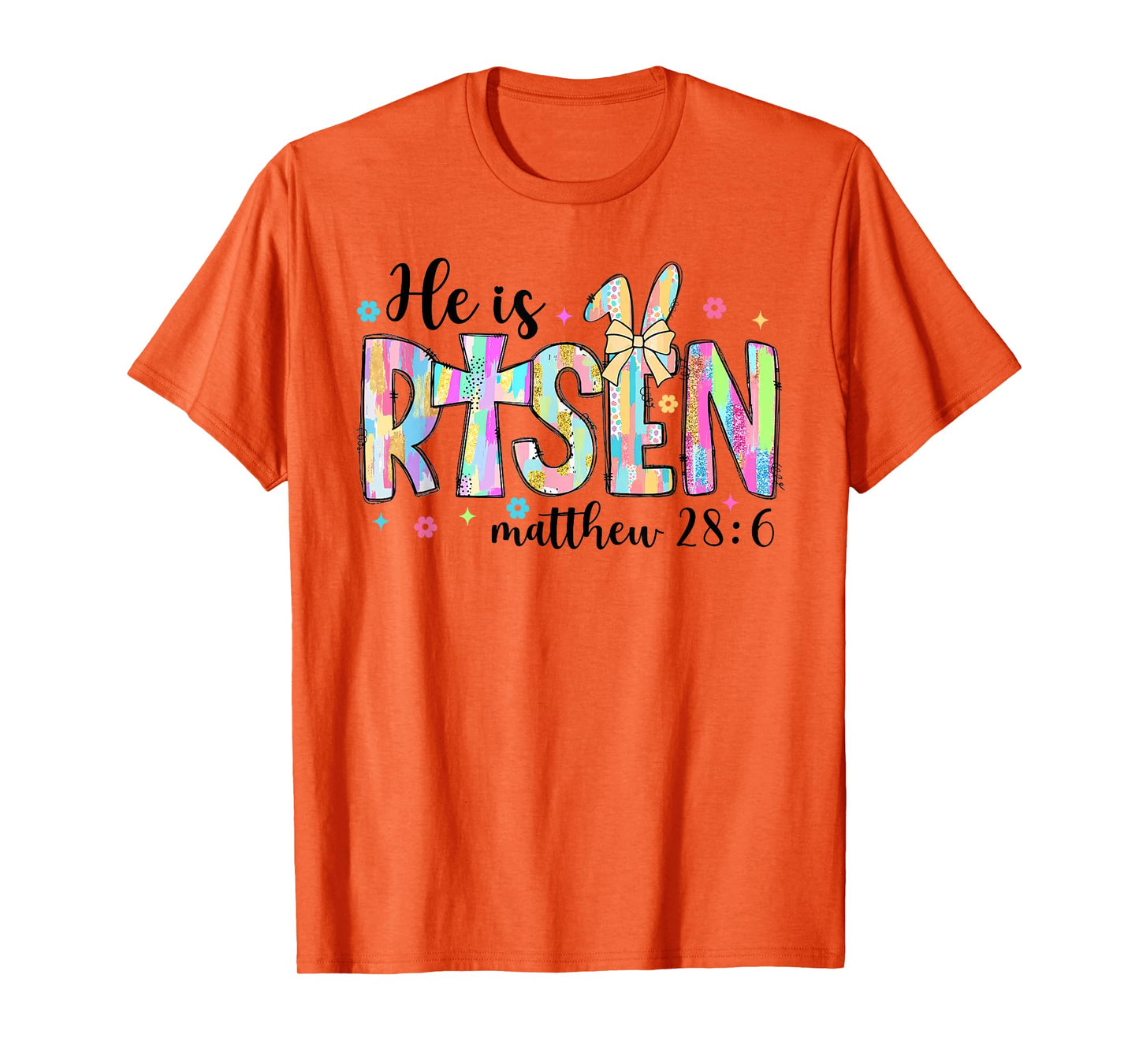 Retro He Is Risen God Jesus Religious Christian Easter Bunny T-Shirt