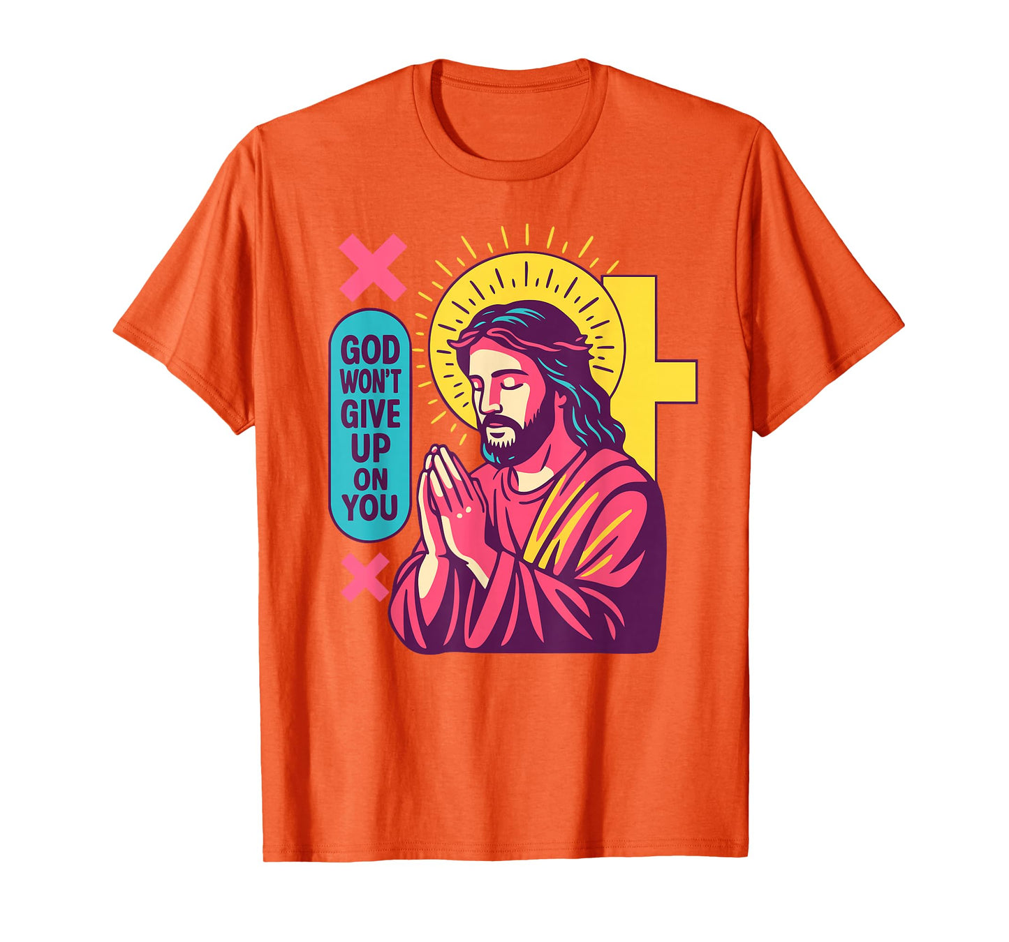 Jesus Anime Christian Manga Retro Faithwave Prayer Pink Art T-Shirt