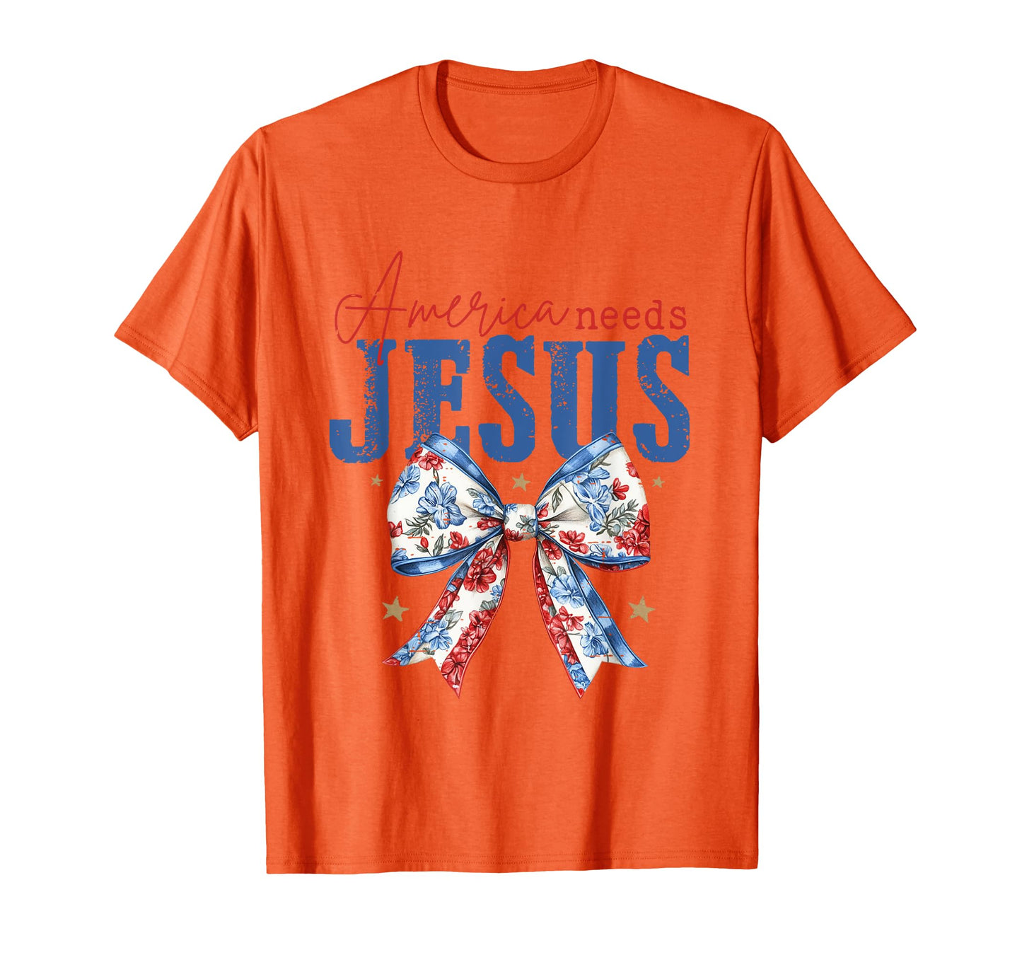 Coquette Bow Funny America Needs Jesus 4th Of July Christian T-Shirt