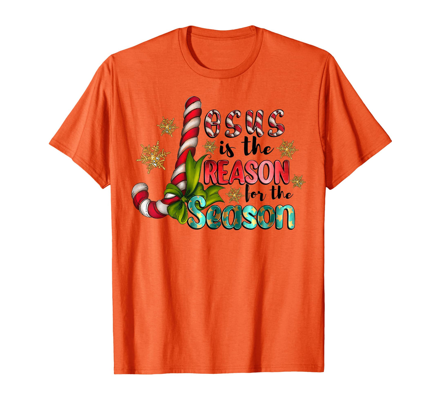 Jesus Is The Reason With Christmas Candy Christian God Lover T-Shirt