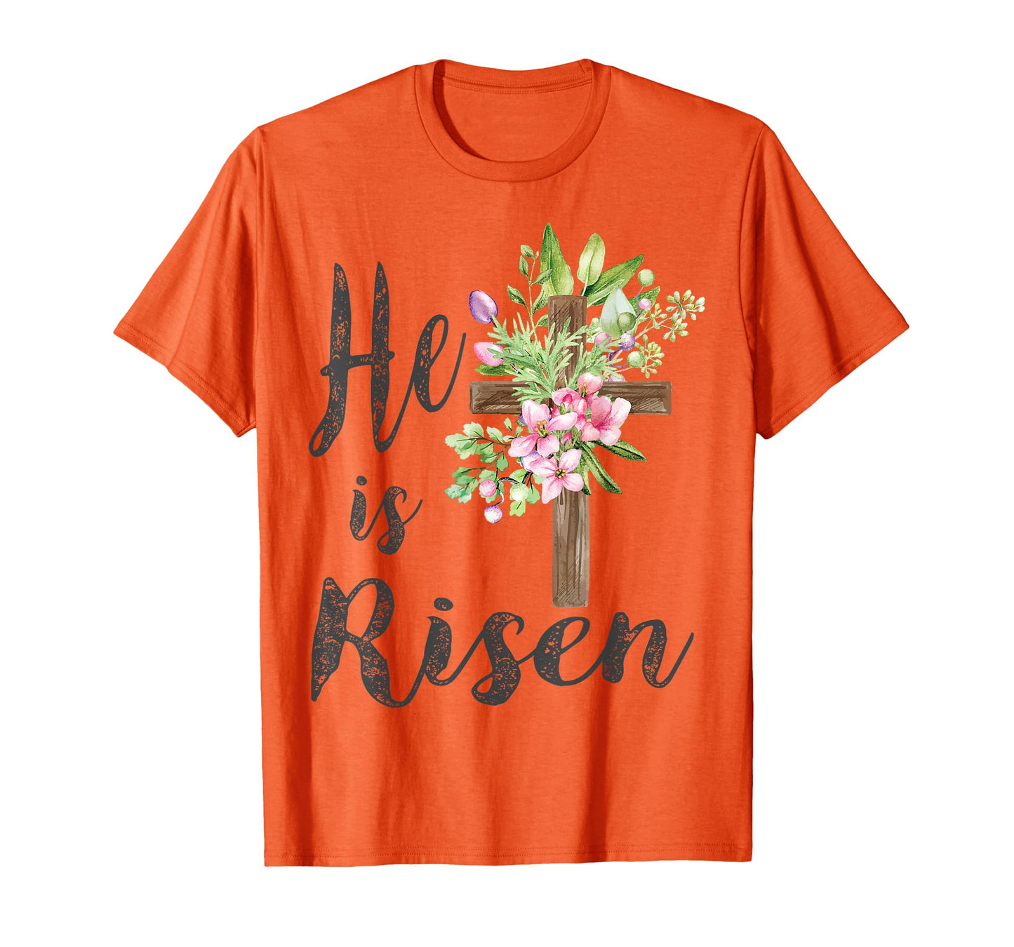 He is Risen Floral Cross Vintage Happy Easter T-Shirt