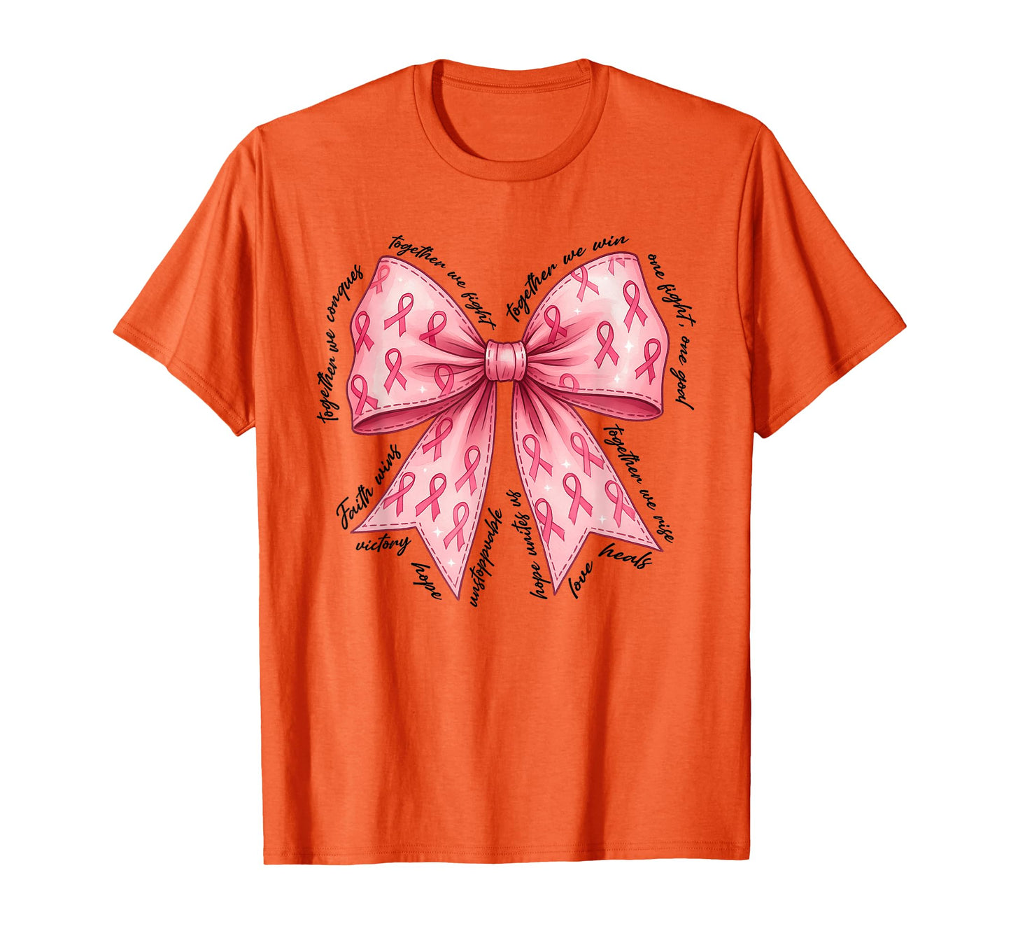 Pink Bow Breast Cancer Pink Ribbon in October We Wear Pink T-Shirt