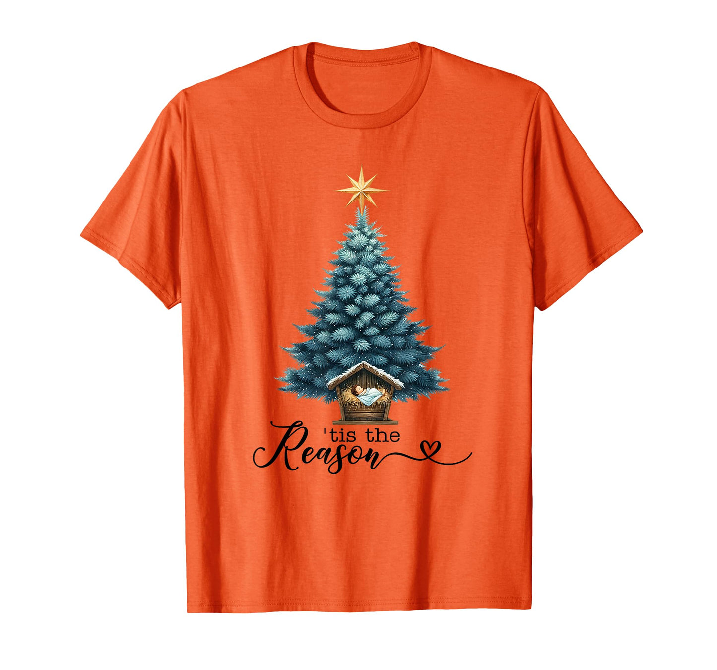 Tis The Reason Nativity Christmas Baby Jesus Manger Catholic T-Shirt