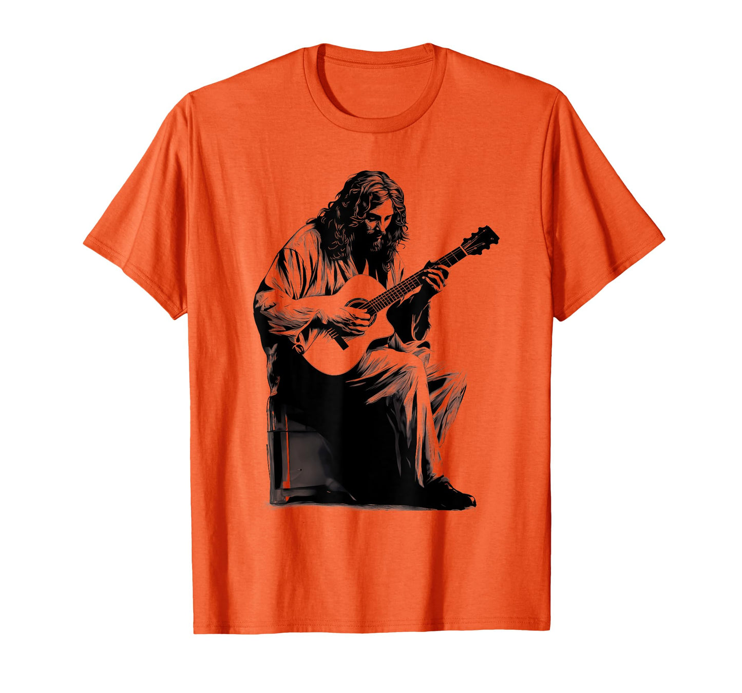 Jesus Playing Acoustic Guitar Vintage Guitarist Music Lovers T-Shirt