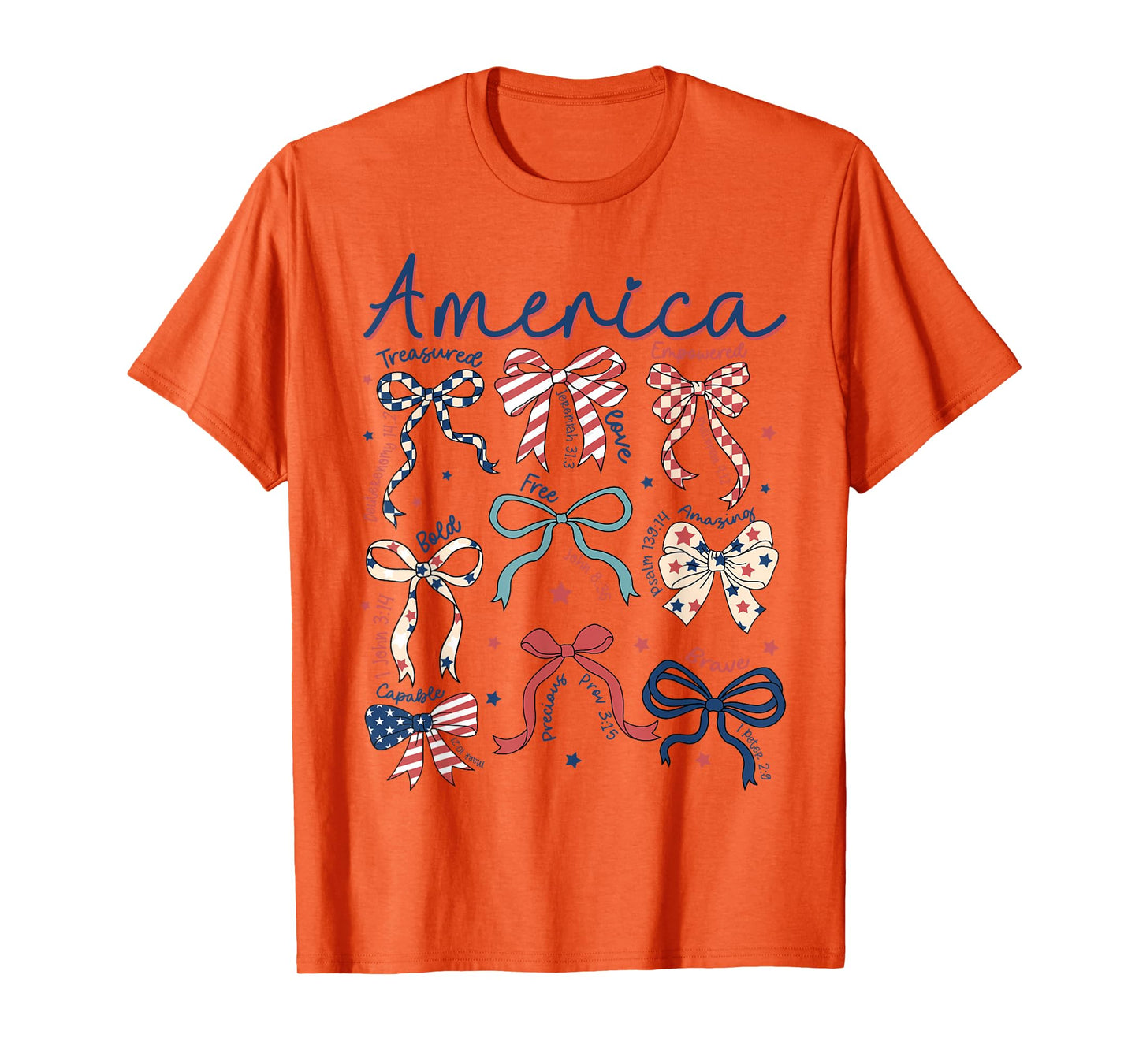 AMERICA Christian Coquette Bow 4th of July Religious Faith T-Shirt