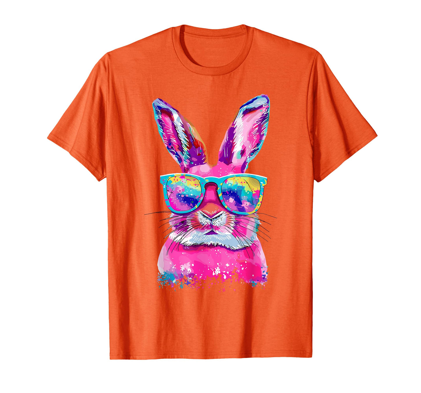 Bunny Face With Tie Dye Glasses Happy Easter Day Men Boy Kid T-Shirt