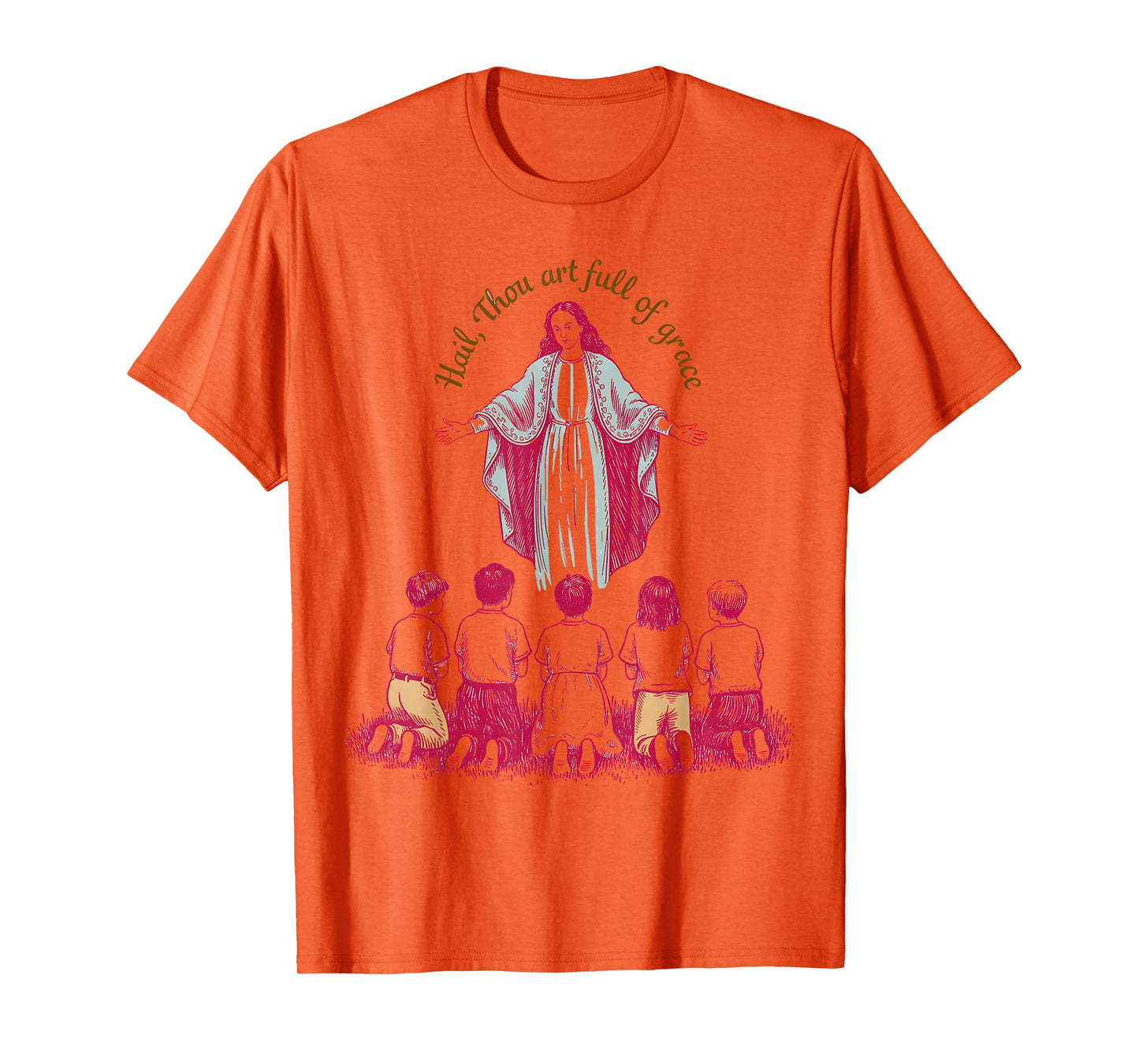 Hail Mary Full of Grace Catholic Prayer Religious Design T-Shirt