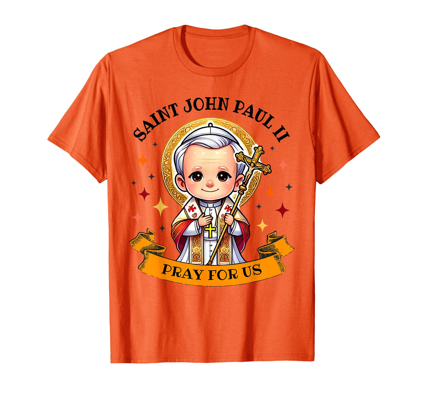Saint John Paul II Pray for Us Catholic Cross for Kids T-Shirt
