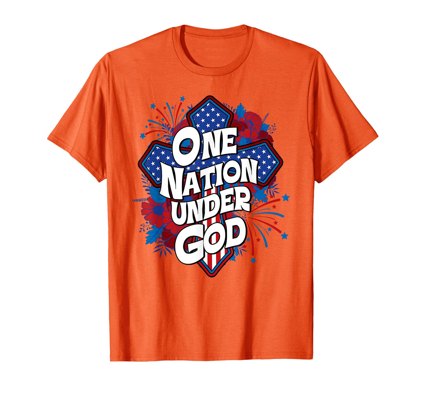 One Nation Under God USA Cross Flag Christian Men Women Kid T-Shirt