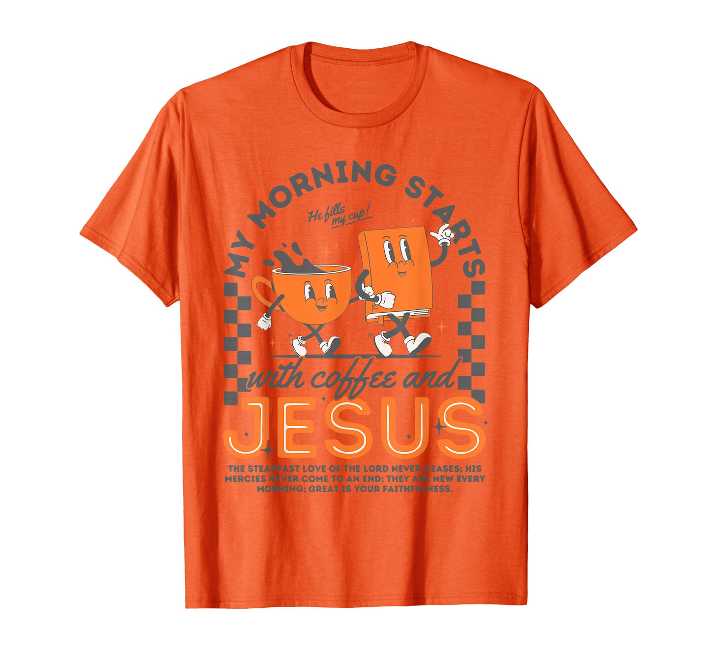My Morning Starts With Coffee And Jesus Autumn Fall Leaves T-Shirt