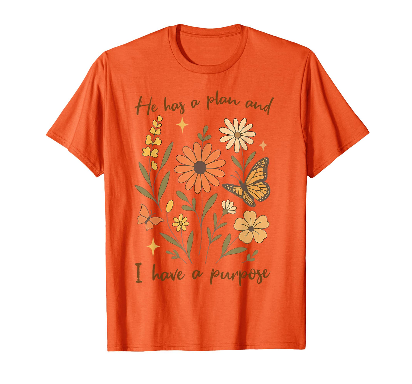 Retro Groovy He Has A Plan and I Have A Purpose Christian T-Shirt