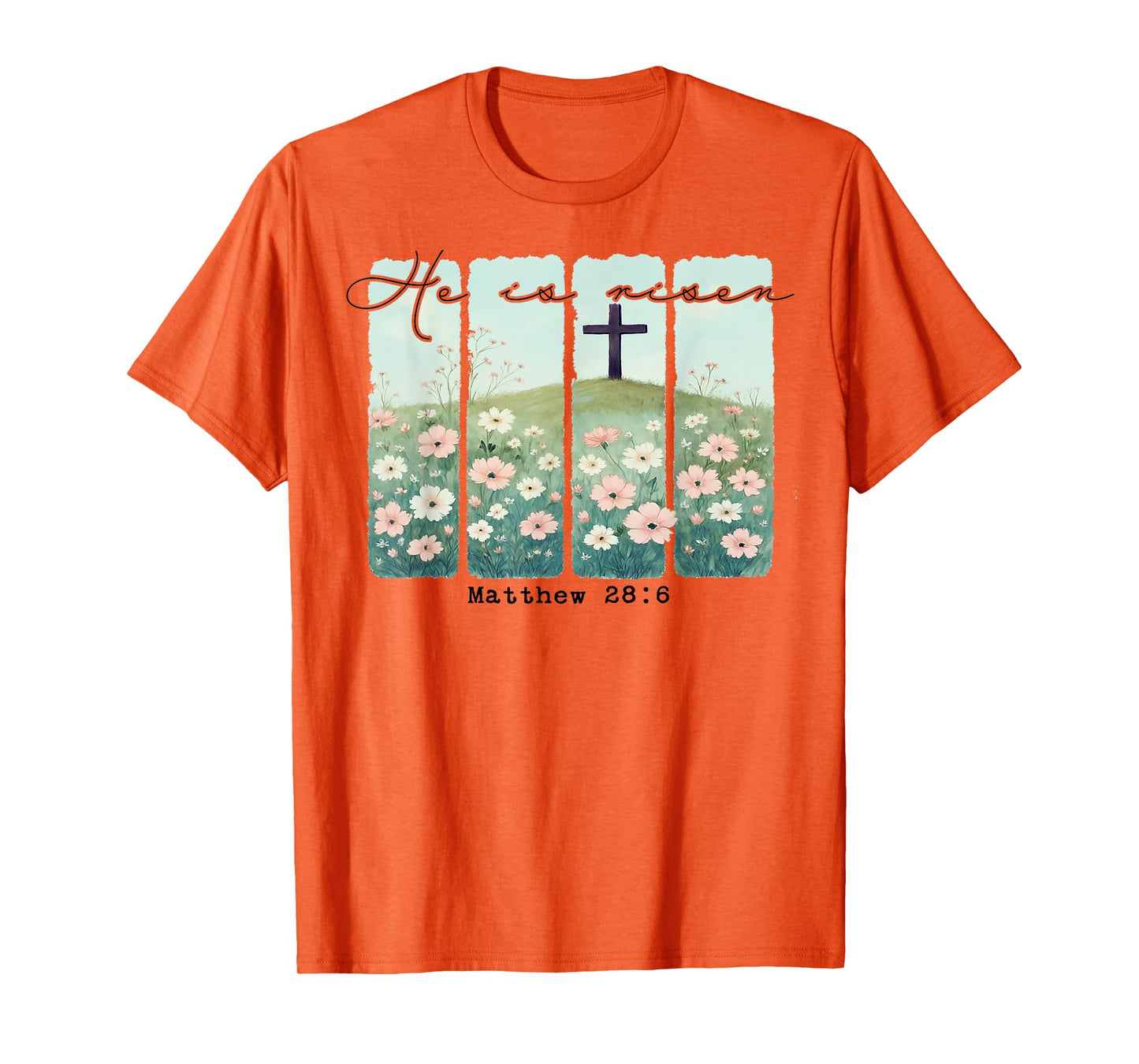 He Is Risen Christian Wildflower Happy Easter Women Girls T-Shirt