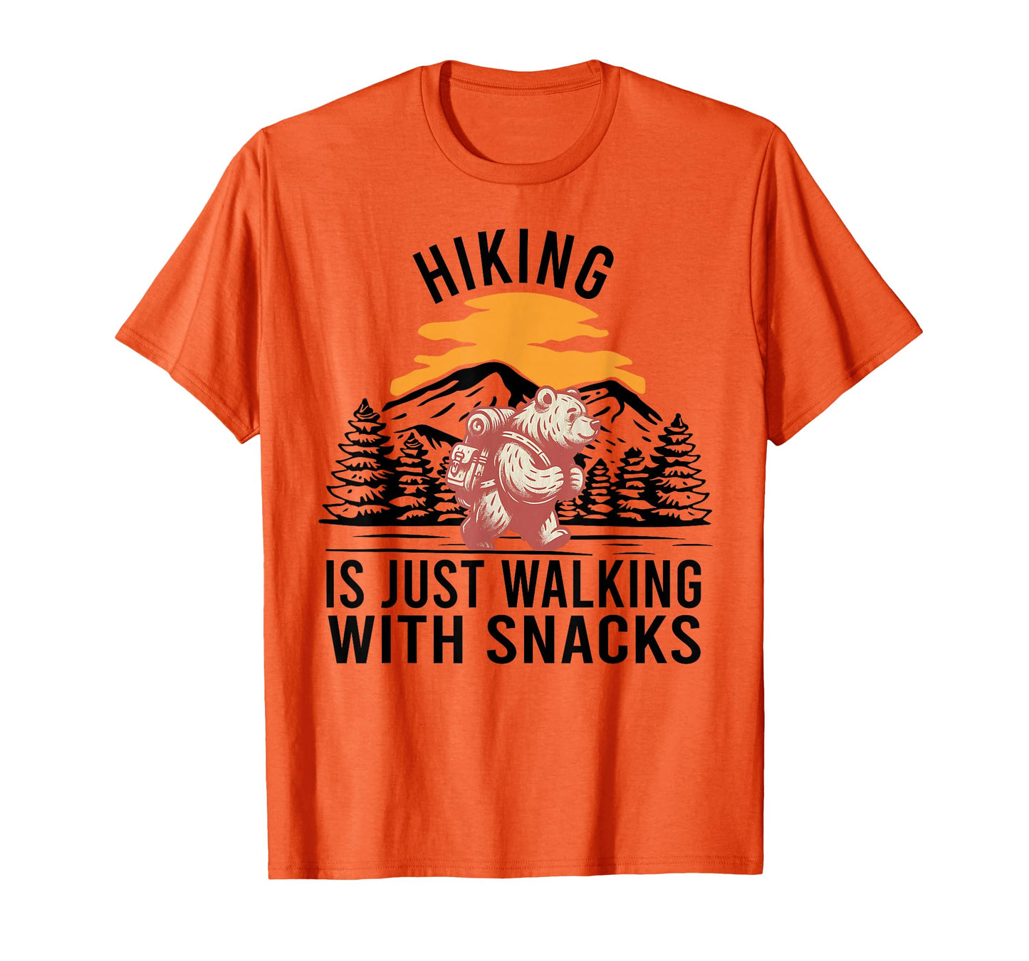 Hiking is Just Walking With Snacks Funny Bear Hiking Retro T-Shirt