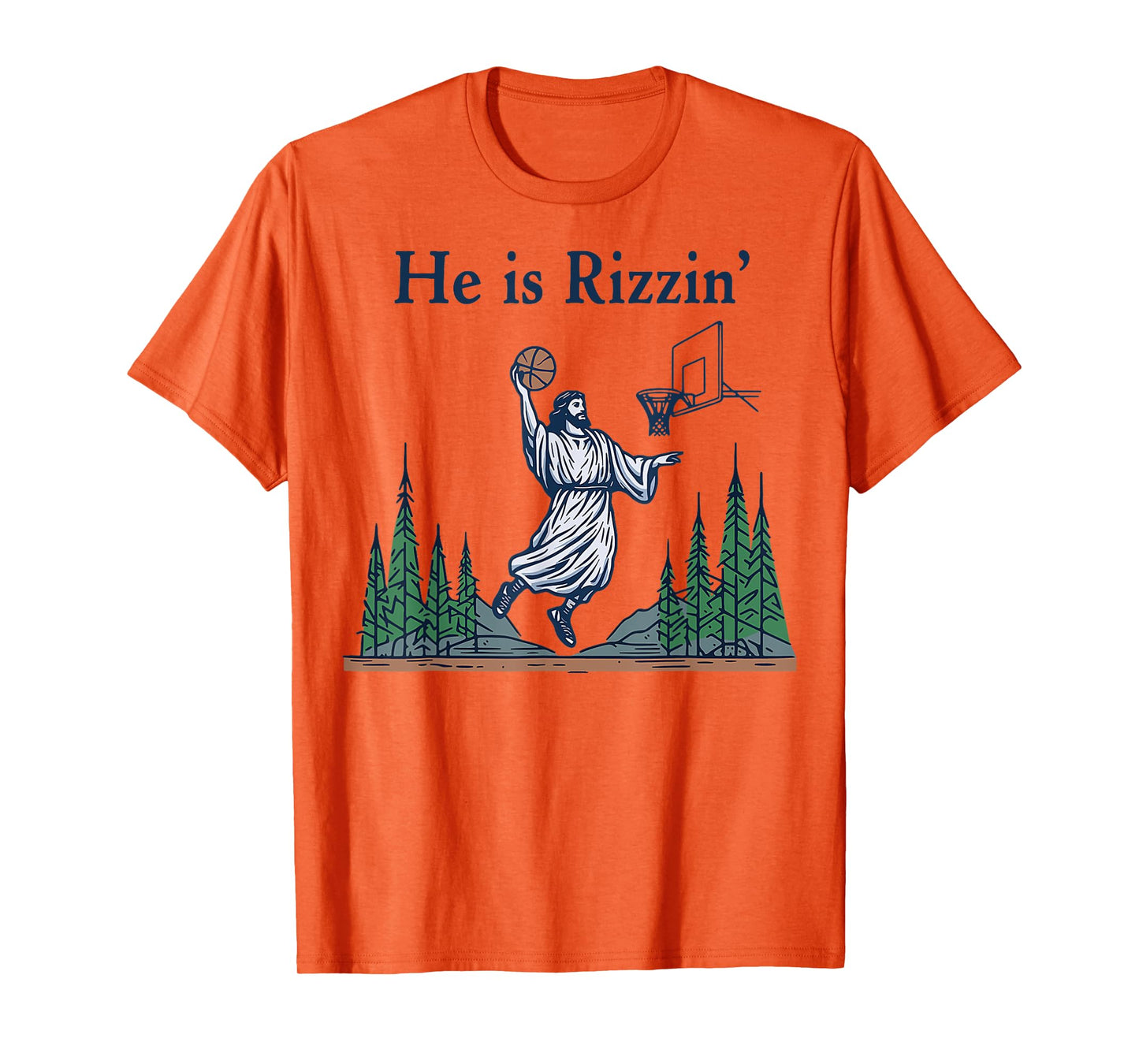 He Is Rizzin Funny Basketball Retro Christian Religious T-Shirt