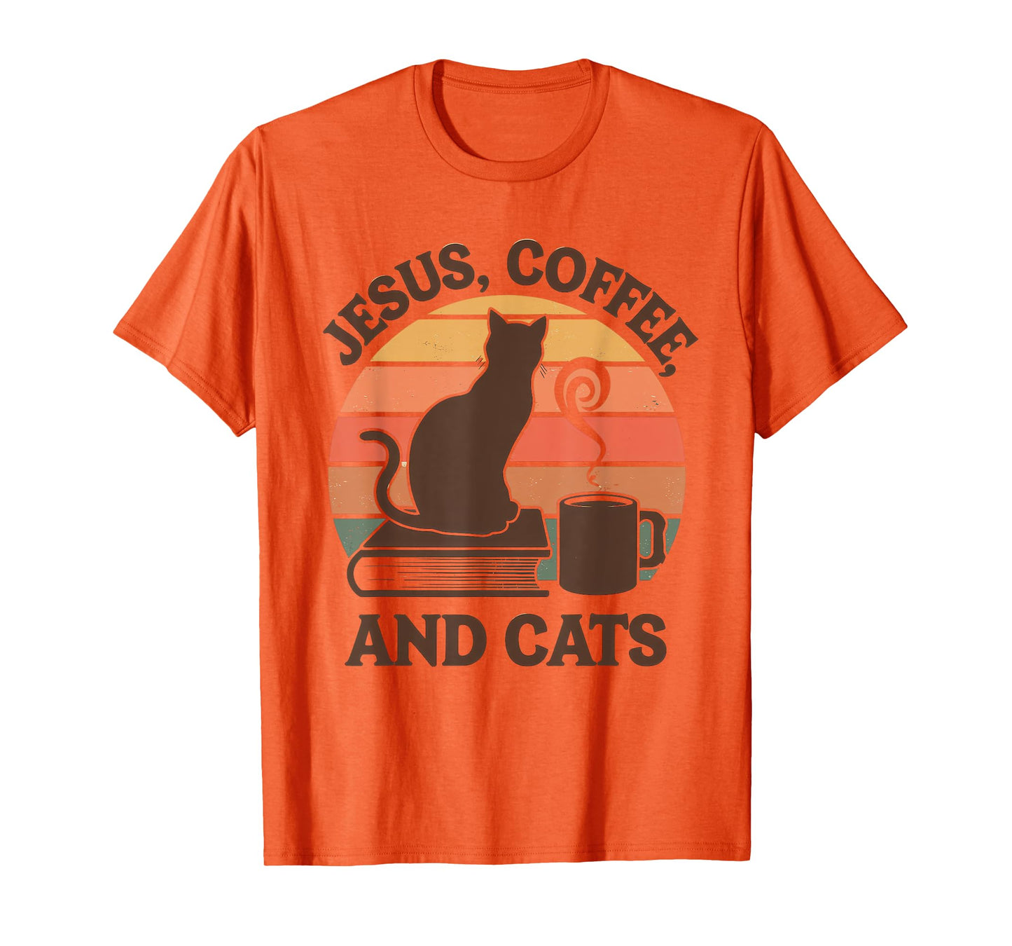 Jesus Coffee Cats Funny Cute Design Jesus Lovers Christian T-Shirt