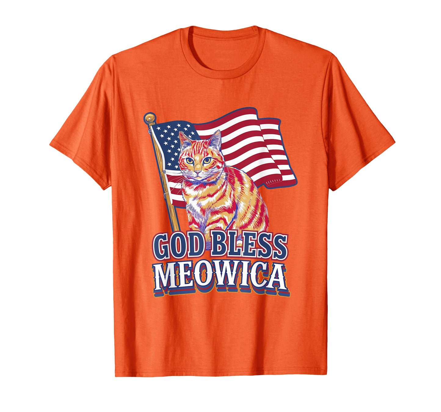 God Bless Meowica Funny Patriotic Cat Design T-Shirt