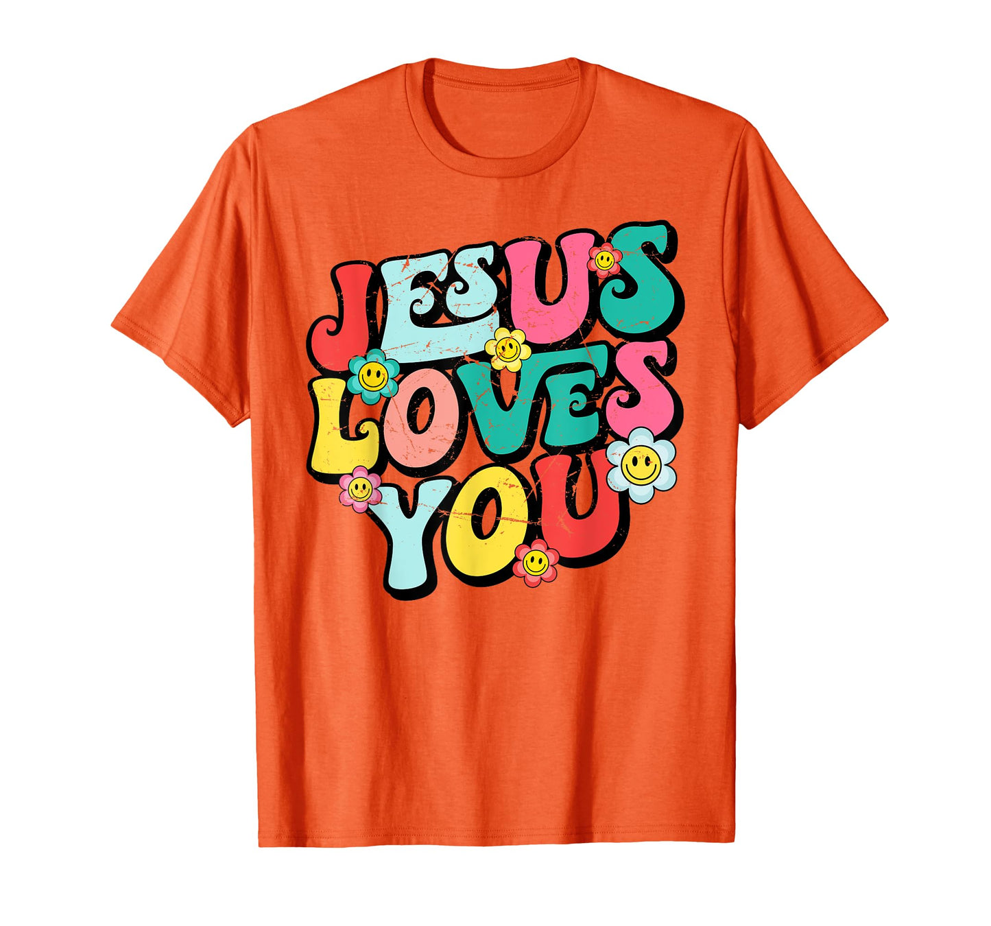 Jesus Loves You Retro Vintage Groovy Style Men Womens T-Shirt