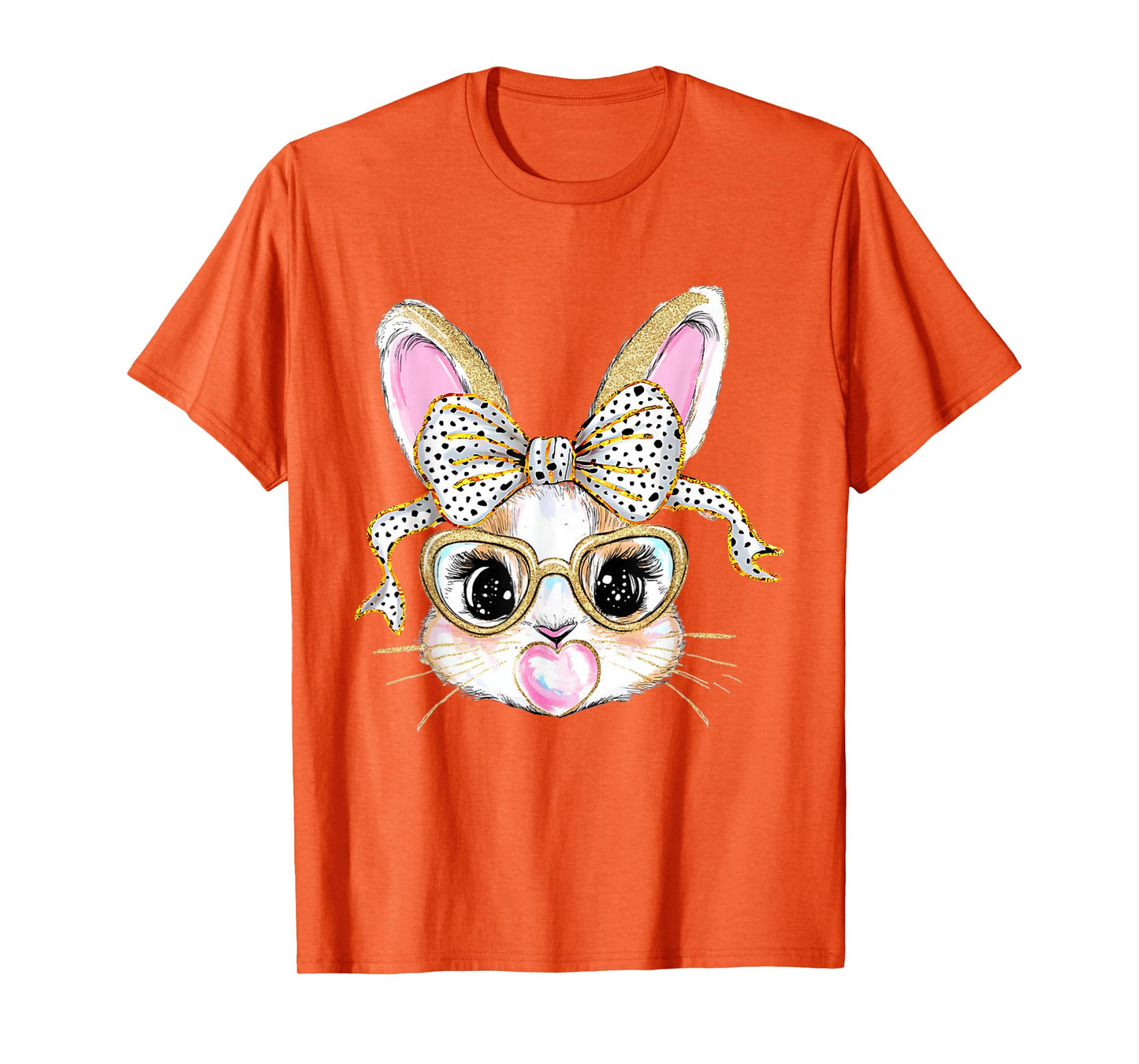 Cute Bunny Rabbit Face Coquette Bow Easter Day Girls Women T-Shirt
