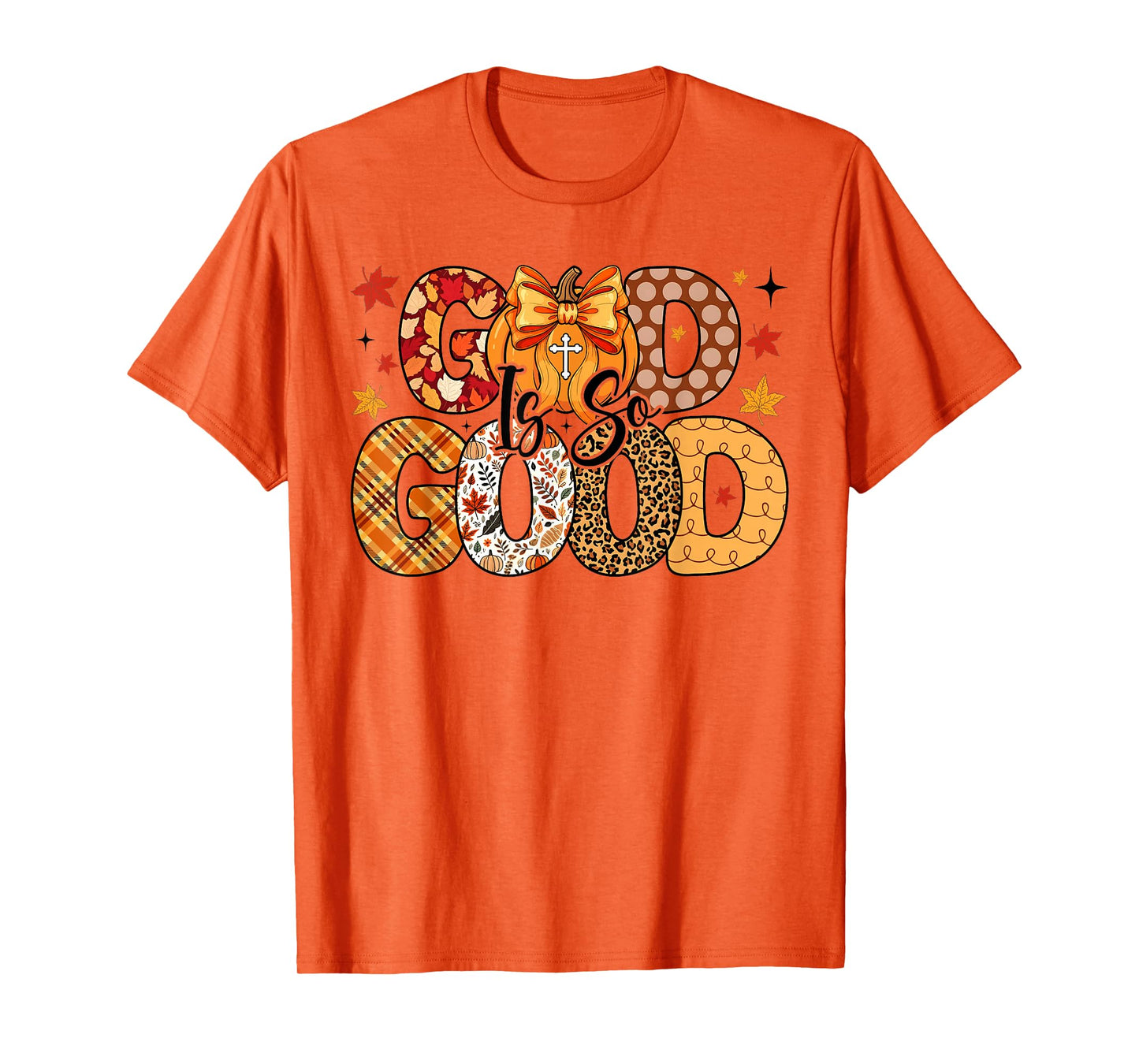 Coquette Bow Autumn God is So Good Pumpkin Fall Christian T-Shirt