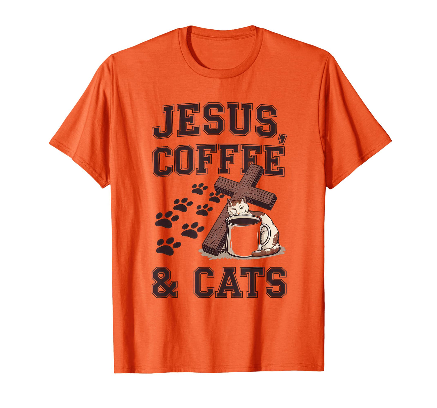 Jesus Coffee Cats Funny Cute Design Jesus Lovers Christian T-Shirt