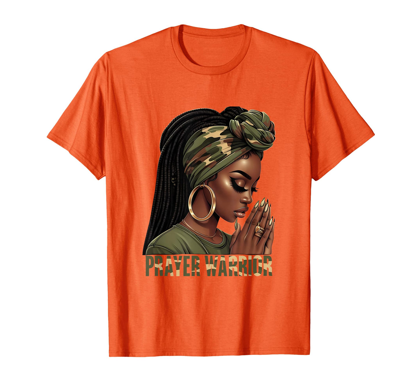 Black Woman Camo Pray Faith Christian Inspirational T-Shirt