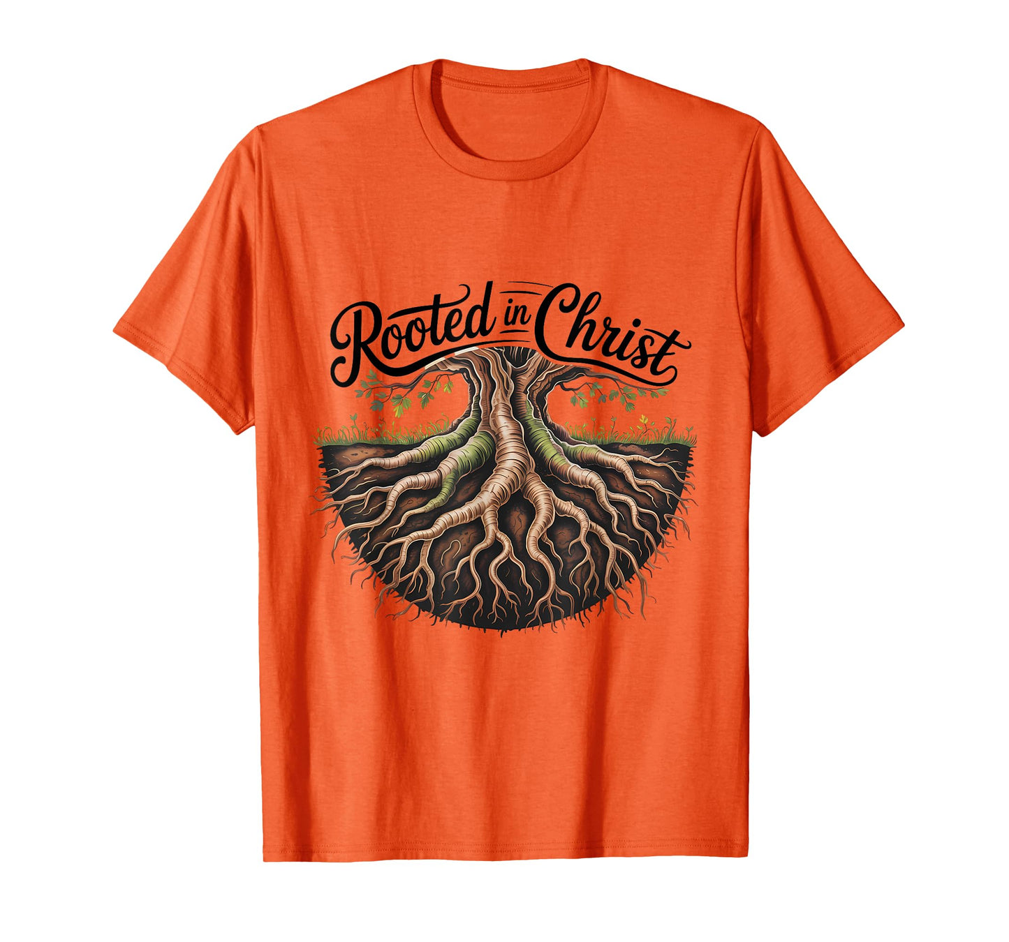 Rooted in Christ Jesus Cross Christian Faith T-Shirt