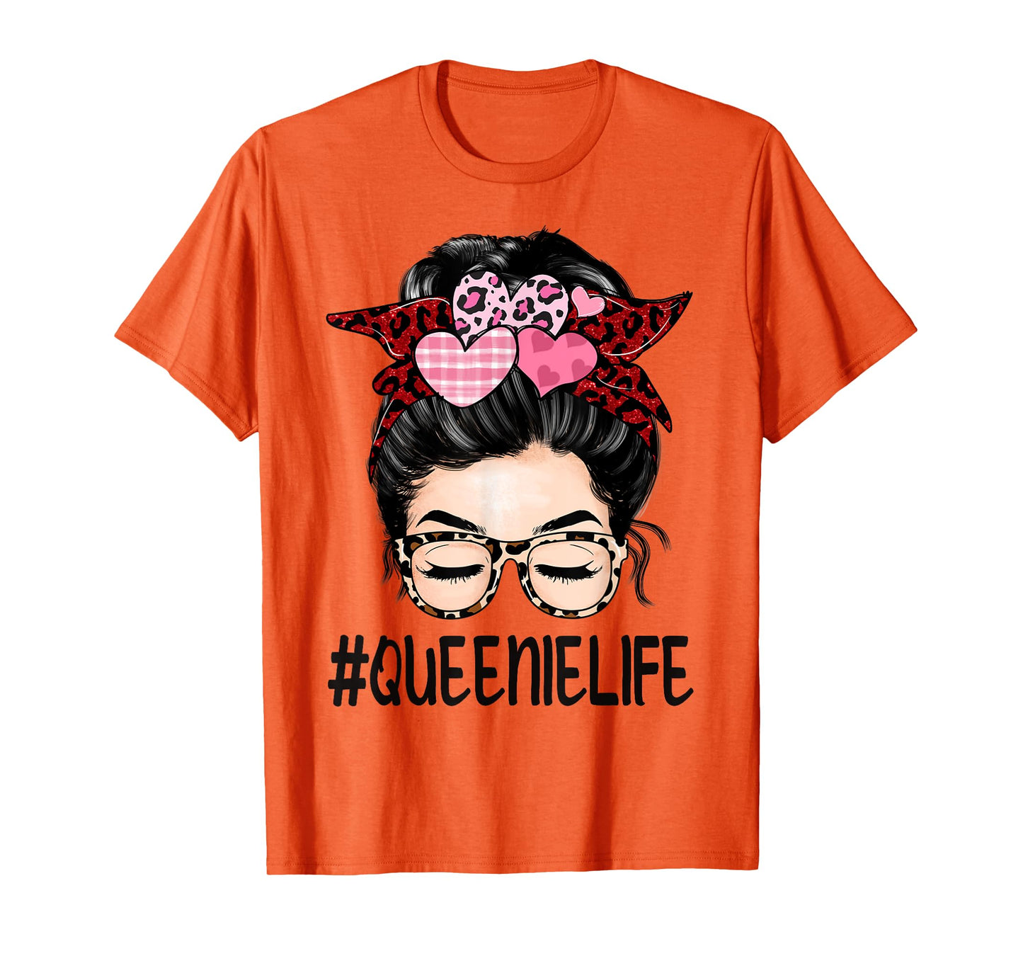 Queenie Valentines Day Women Cute Messy Bun Appreciation T-Shirt