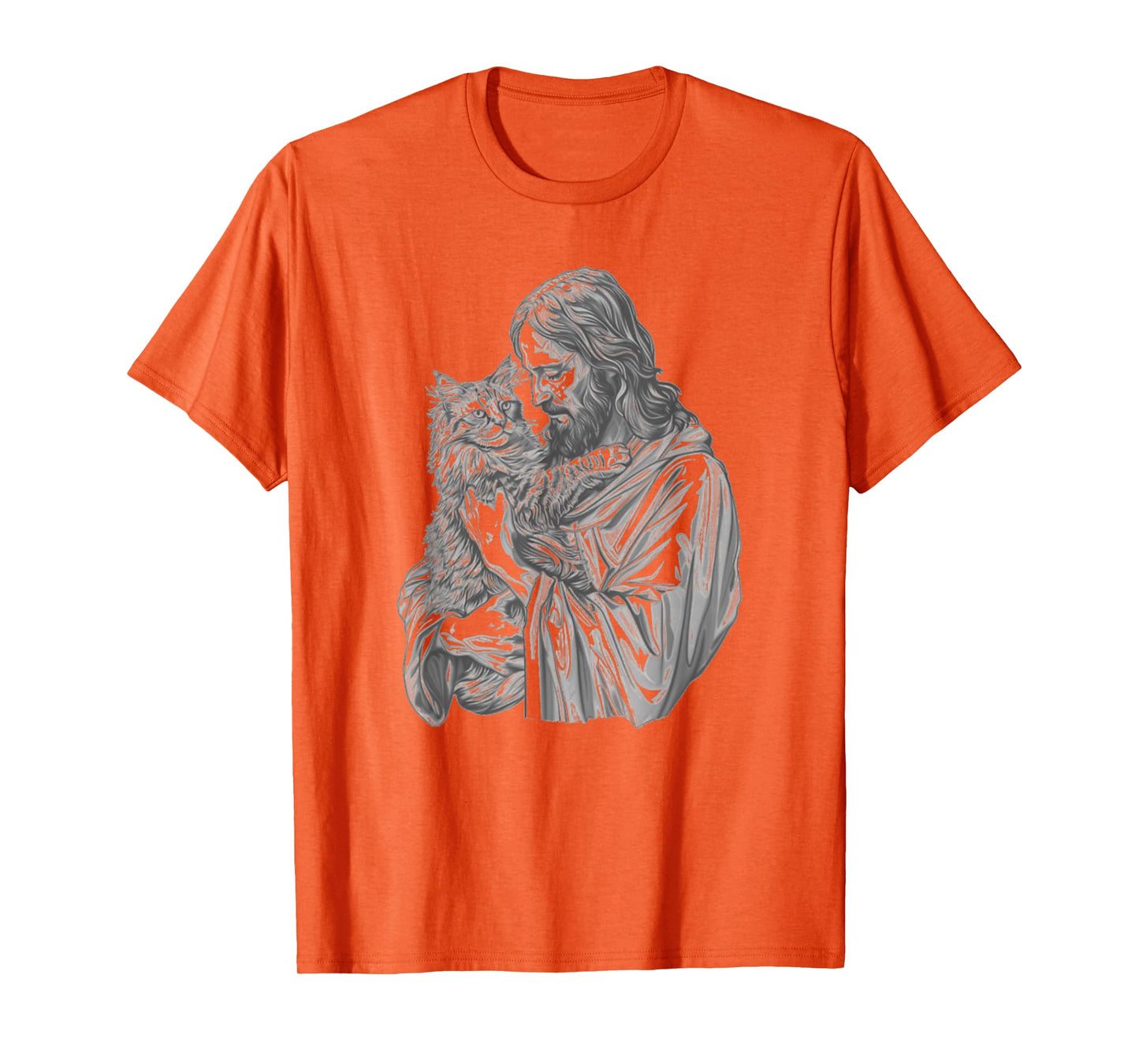 Jesus Holding Maine Coon Cat Longhair Pet Cat God T-Shirt for Men Women