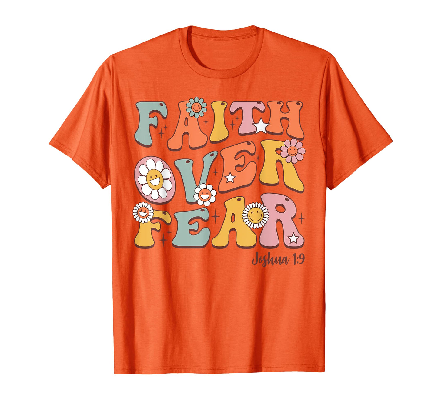 Christian-Shirt Girls Faith Over Fear Cute Jesus Kids Youth T-Shirt