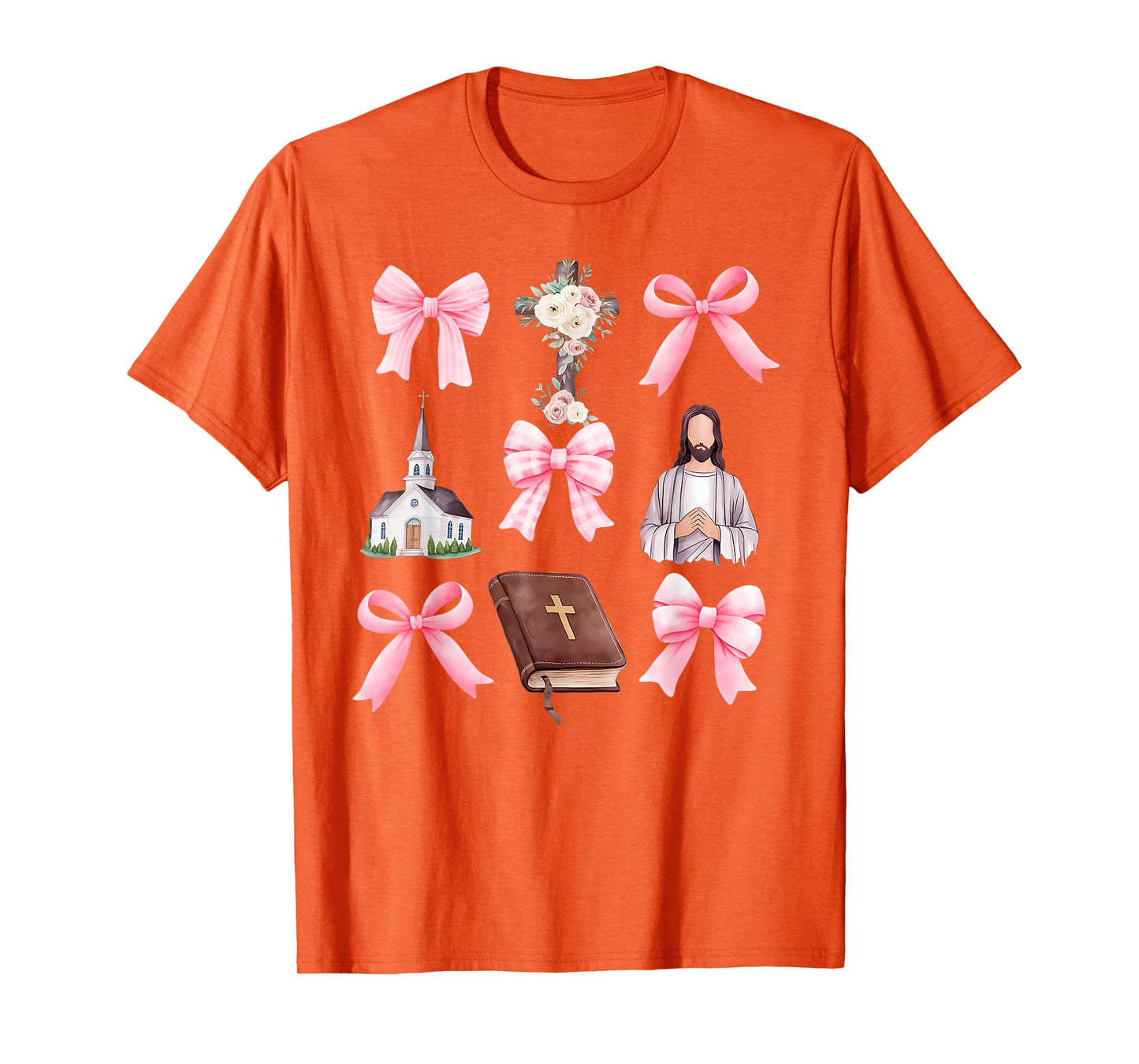 Cross Coquette Bows Floral Jesus Gift For Christian T-Shirt