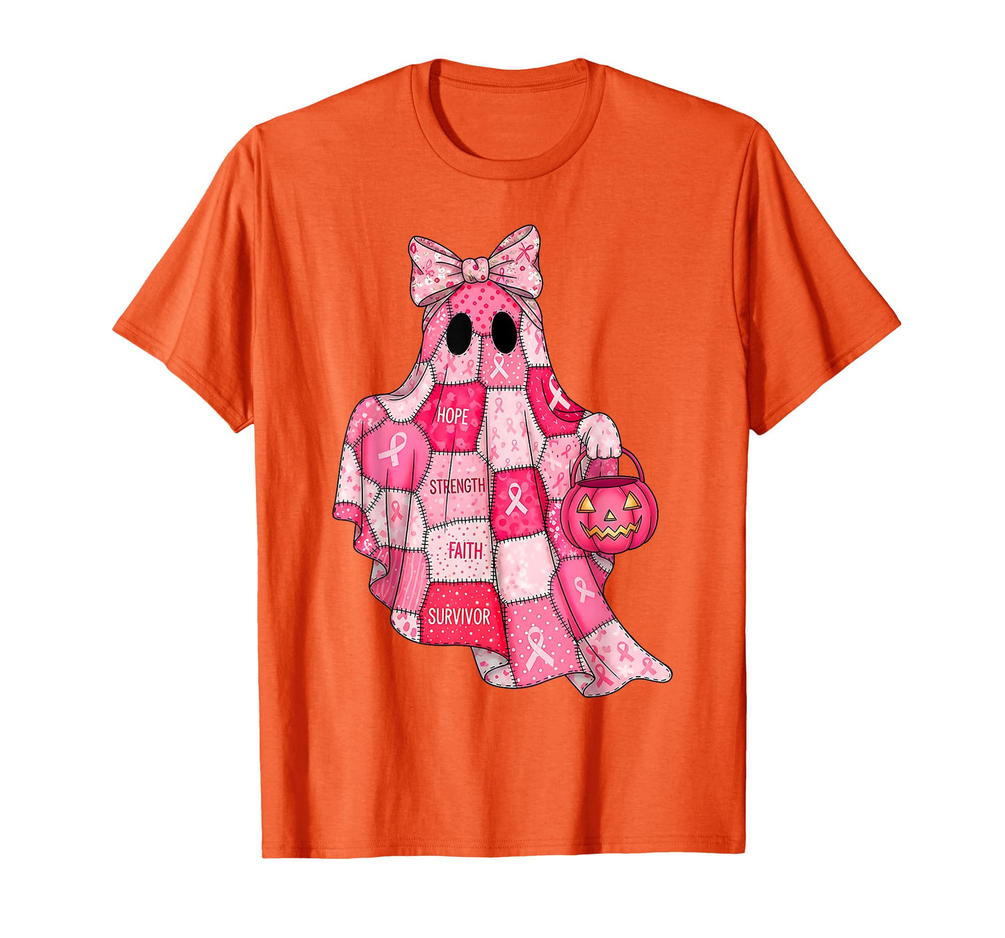 Breast Cancer Hope Strength Faith Survivor Ghost Wear Pink T-Shirt