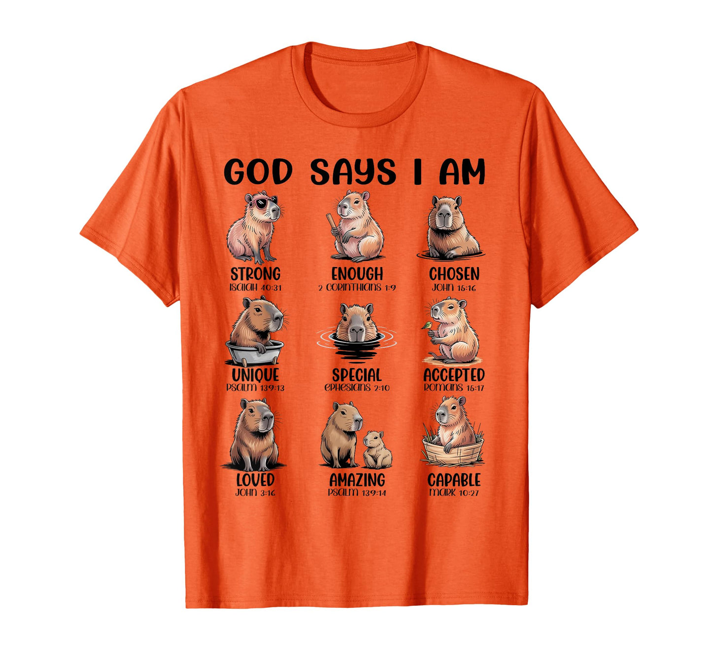 God Says I Am Bible Verse Christian Boys Girls Kids Capybara T-Shirt
