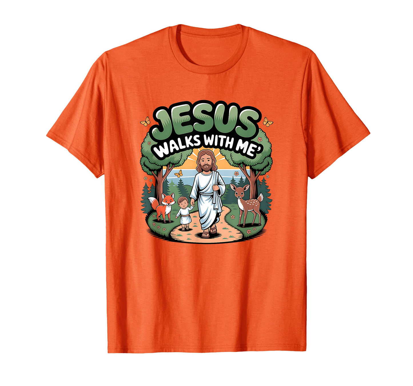 Jesus Walks with Me Christian Faithful T-Shirt