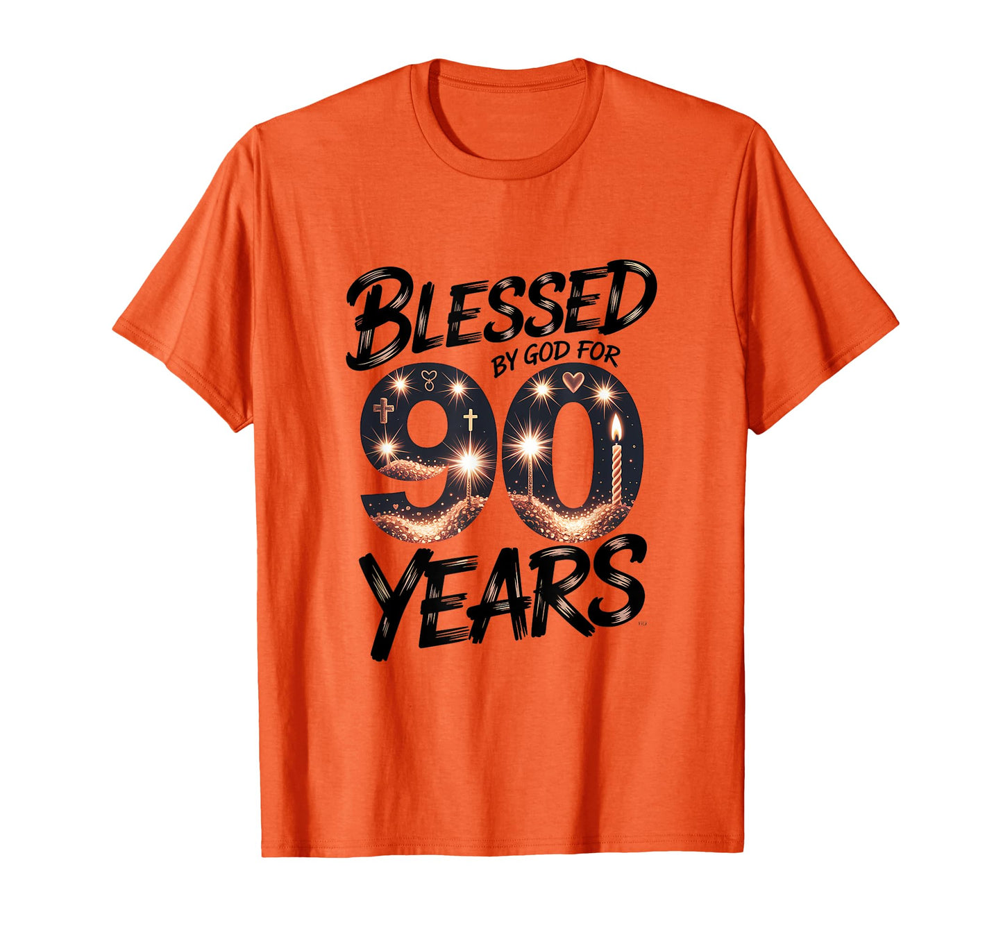 Blessed by God for 90 Years Religious Themed 90th Birthday T-Shirt