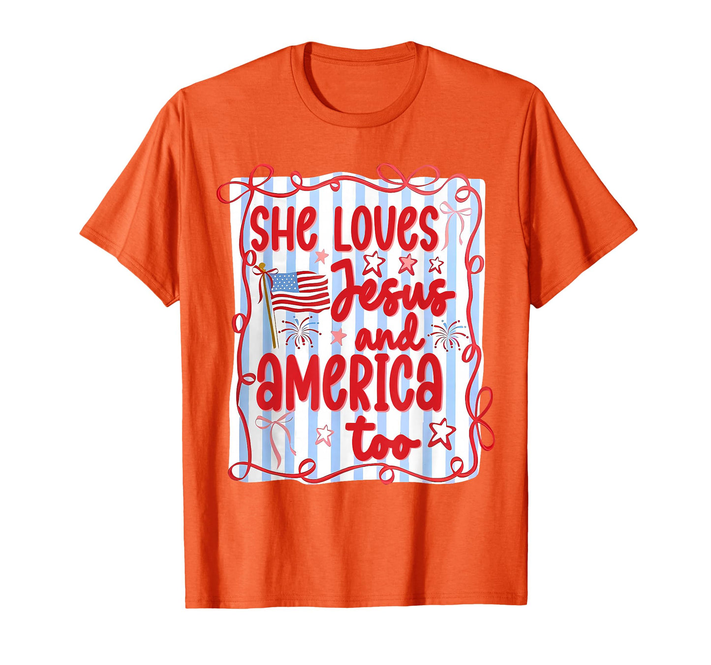 4th Of July She Loves Jesus And America Too Christian Women T-Shirt