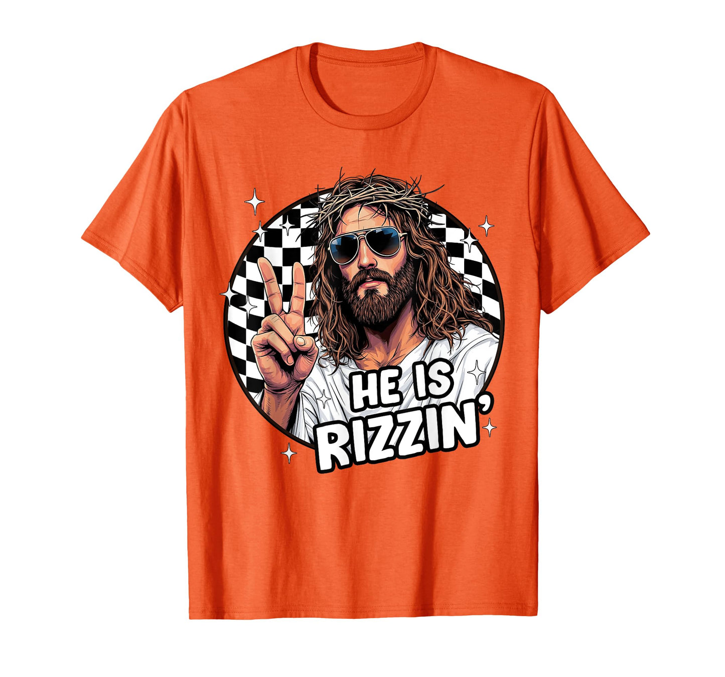 He Is Rizzin' Jesus God Christian Easter Checkered Boys Kids T-Shirt