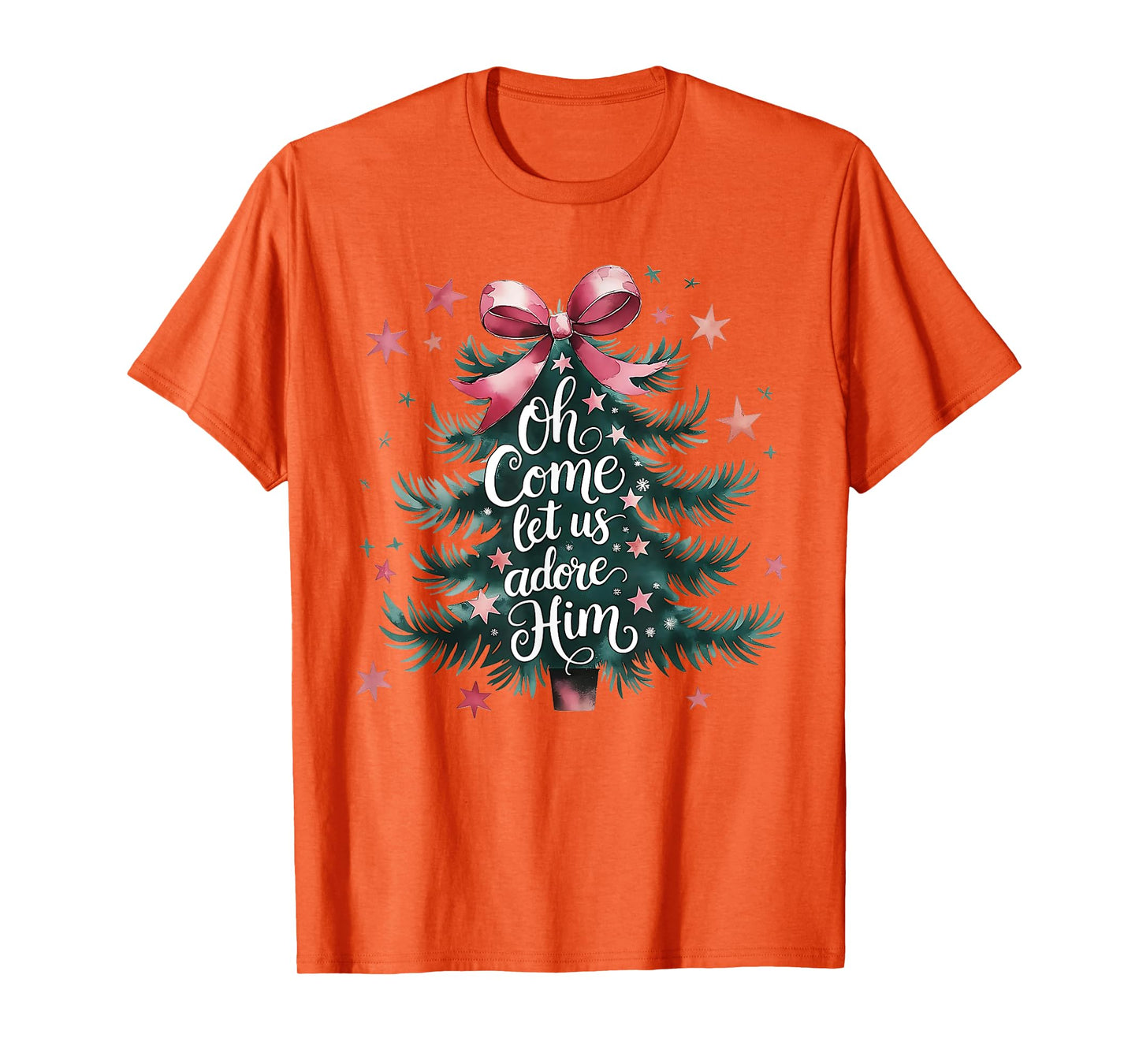 Oh Come Let Us Adore Him Christmas Tree T-Shirt