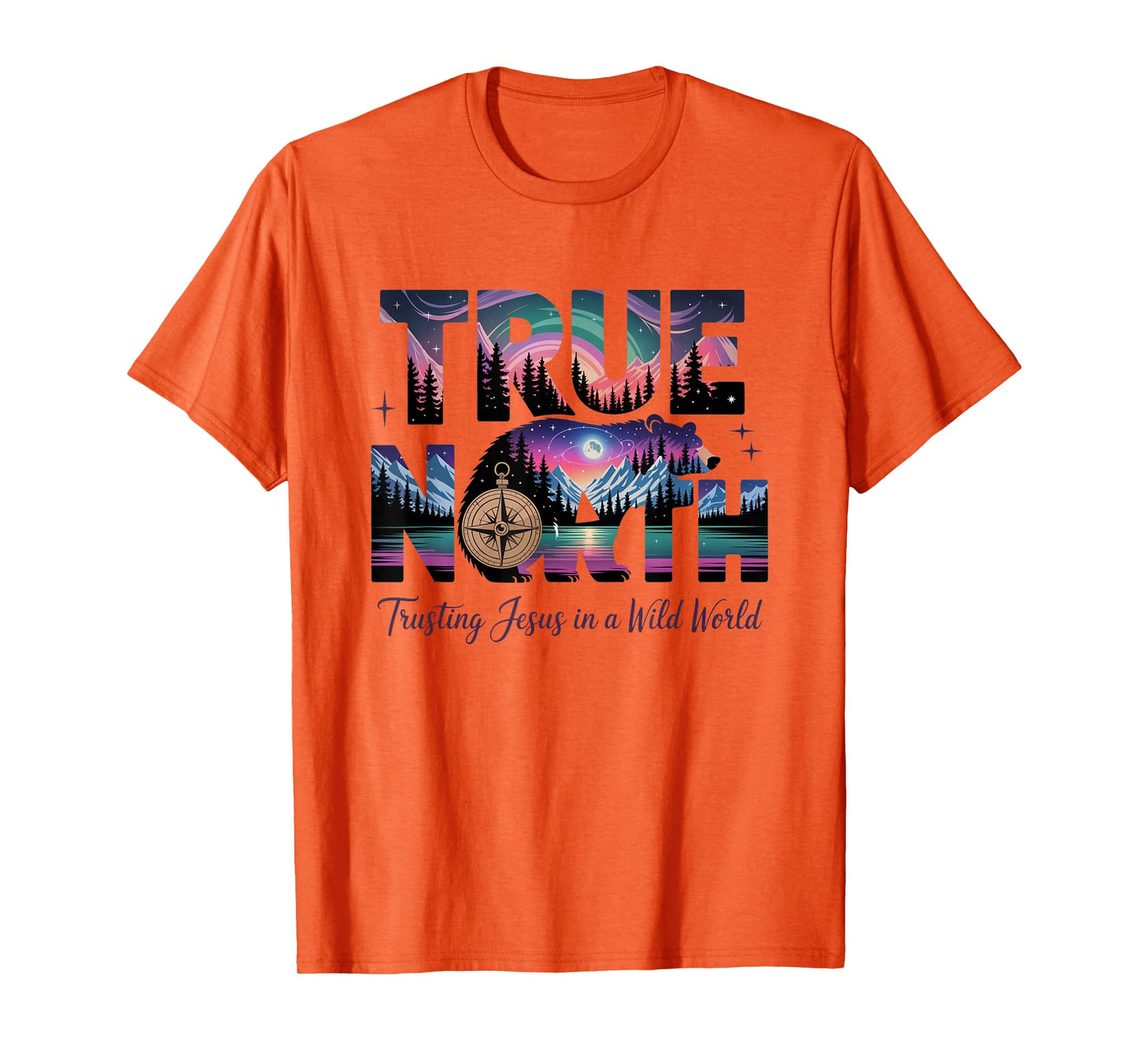 True-North-Faith Compass Outdoor Adventures Design T-Shirt